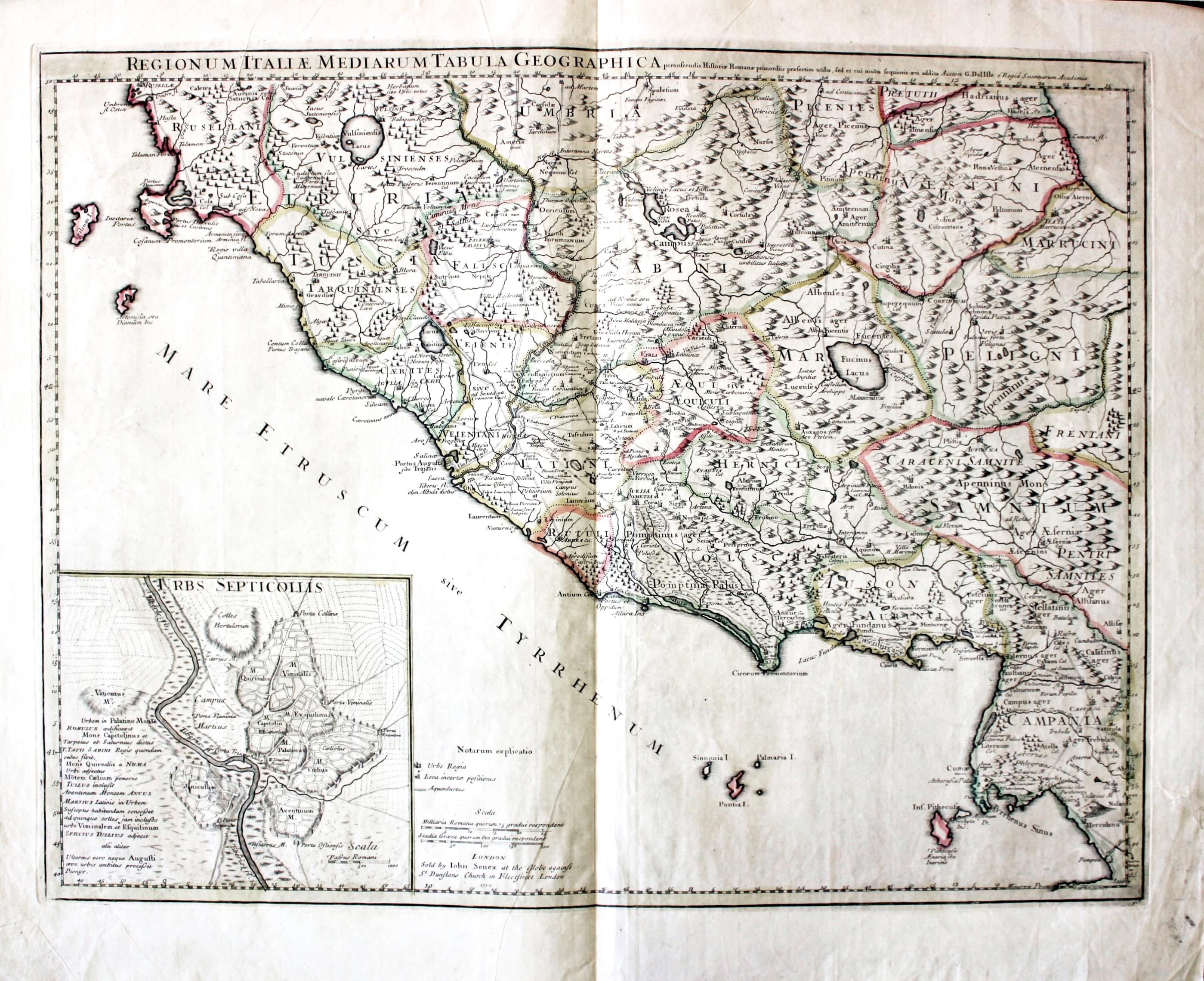 Part of Ancient Italy, John Senex, 1715  Part of Ancient Italy, John Senex, 1715