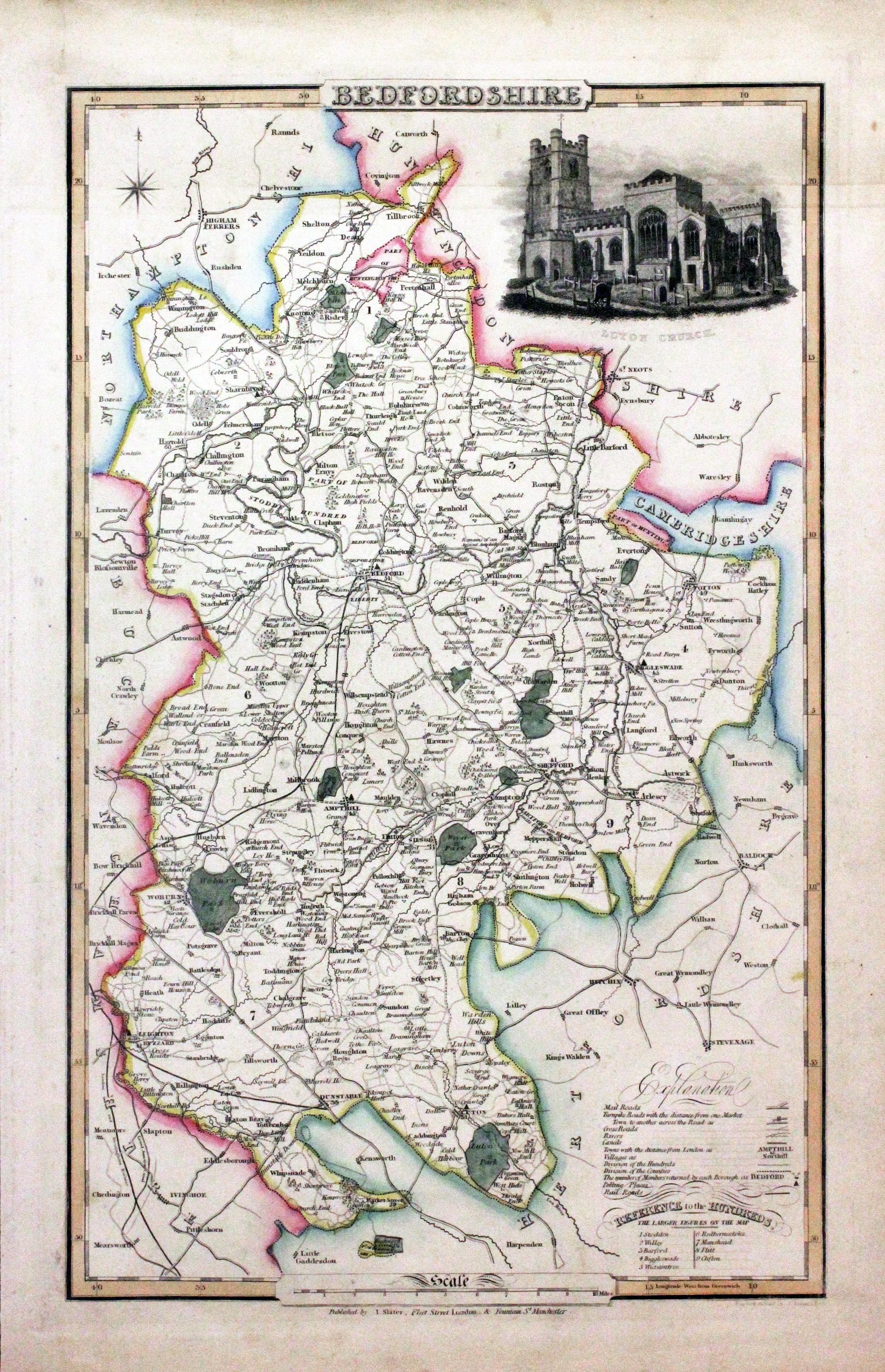 Bedfordshire, James Pigot / Isaac Slater, c.1857