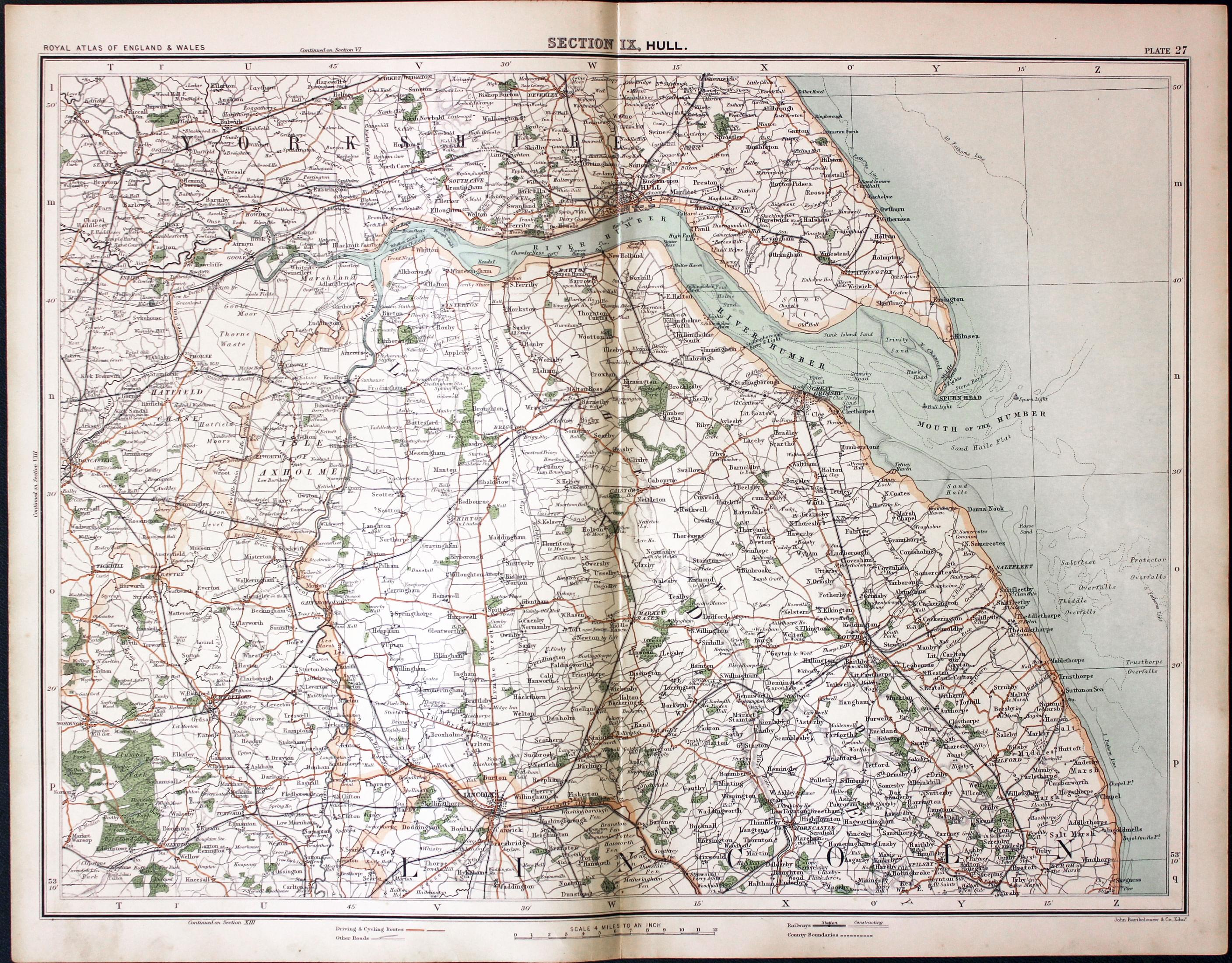 Part of Lincolnshire and Yorkshire, John Bartholomew, c.1898