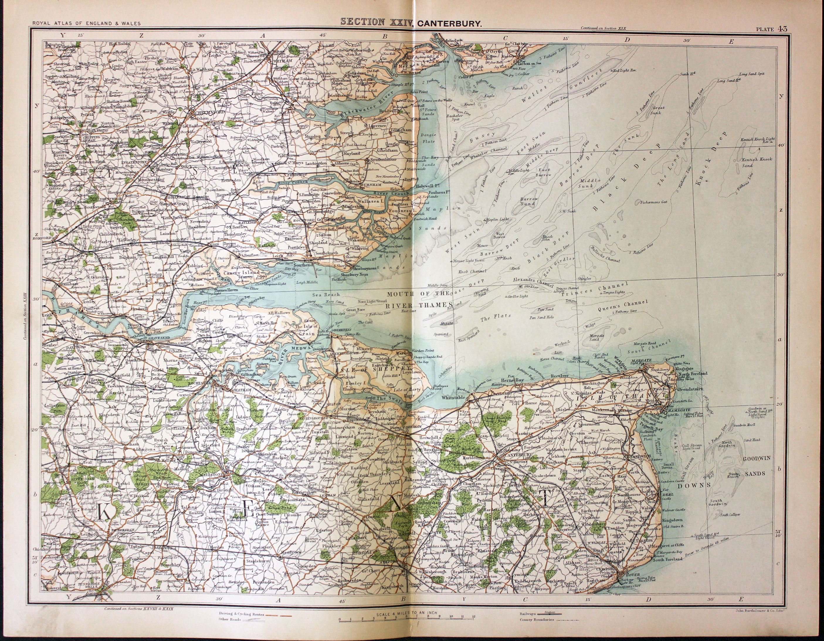 Part of Essex and Kent, John Bartholomew, c.1898