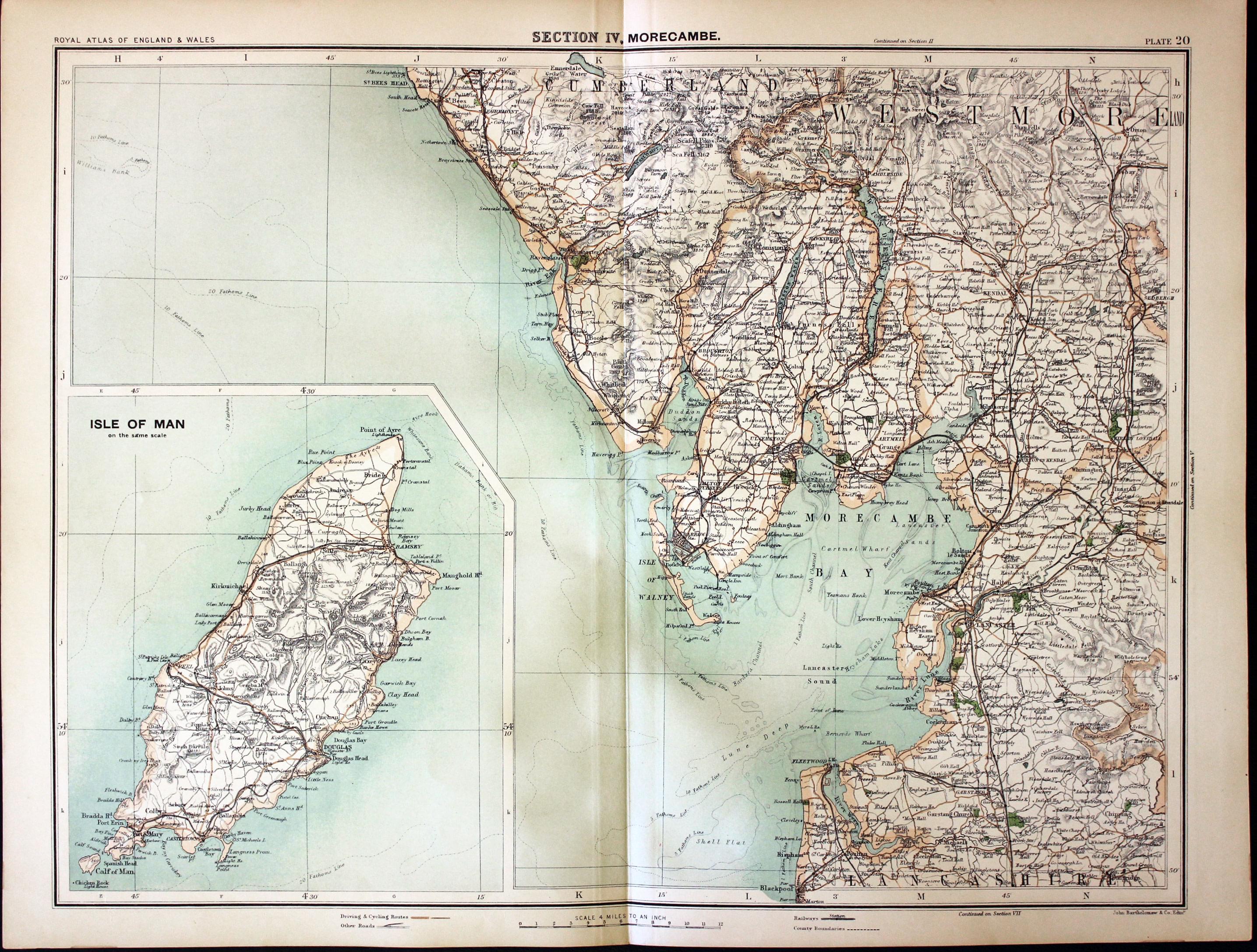 Lancashire and Isle of Man, John Bartholomew, c.1898