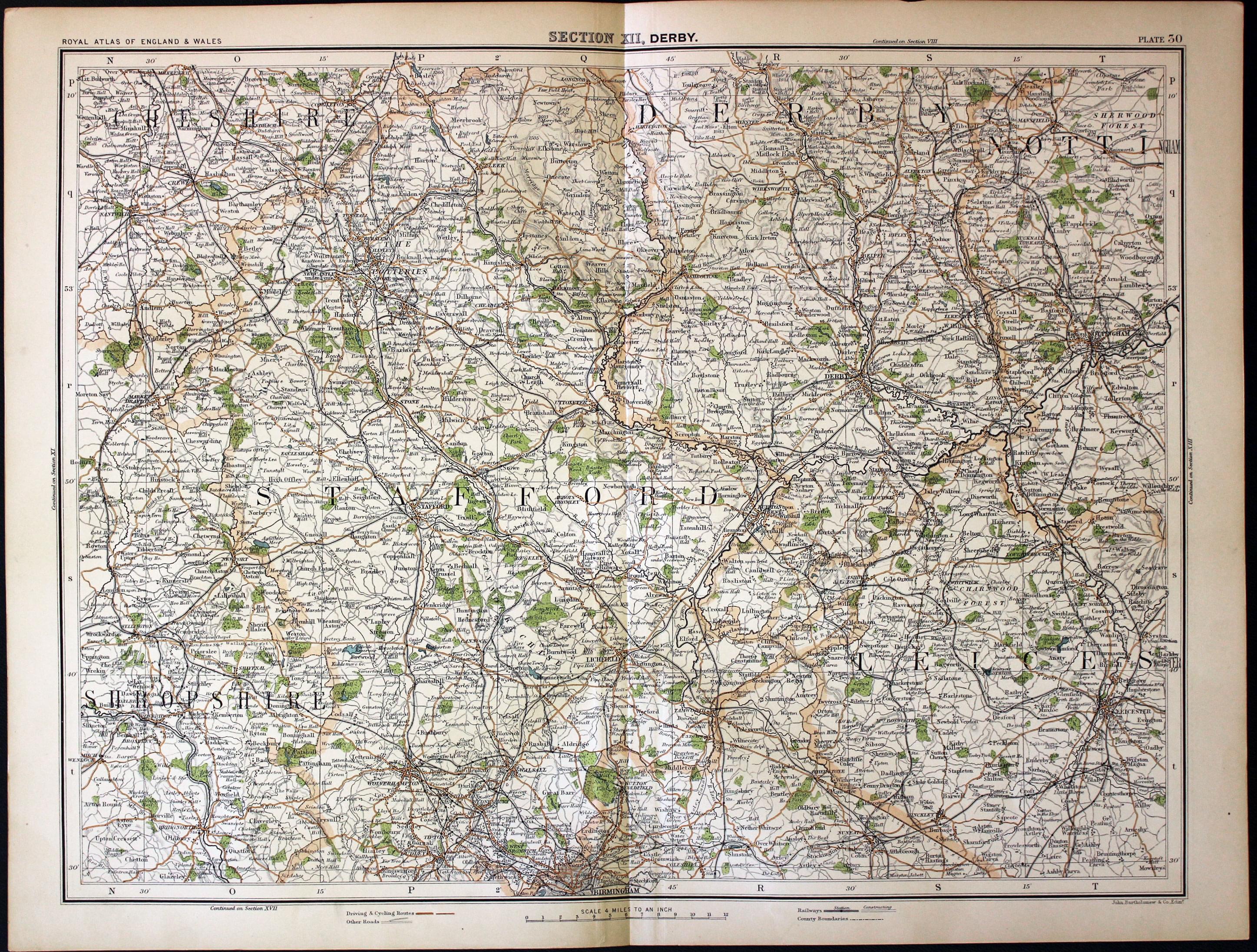 Parts of Staffordshire and Derbyshire, John Bartholomew, c.1898
