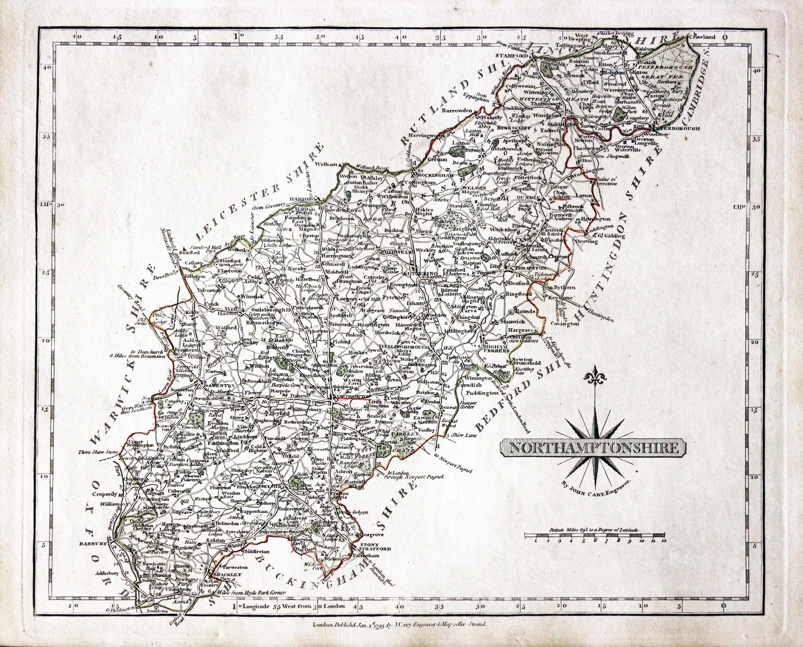 Northamptonshire, John Cary 1793  Northamptonshire, John Cary 1793