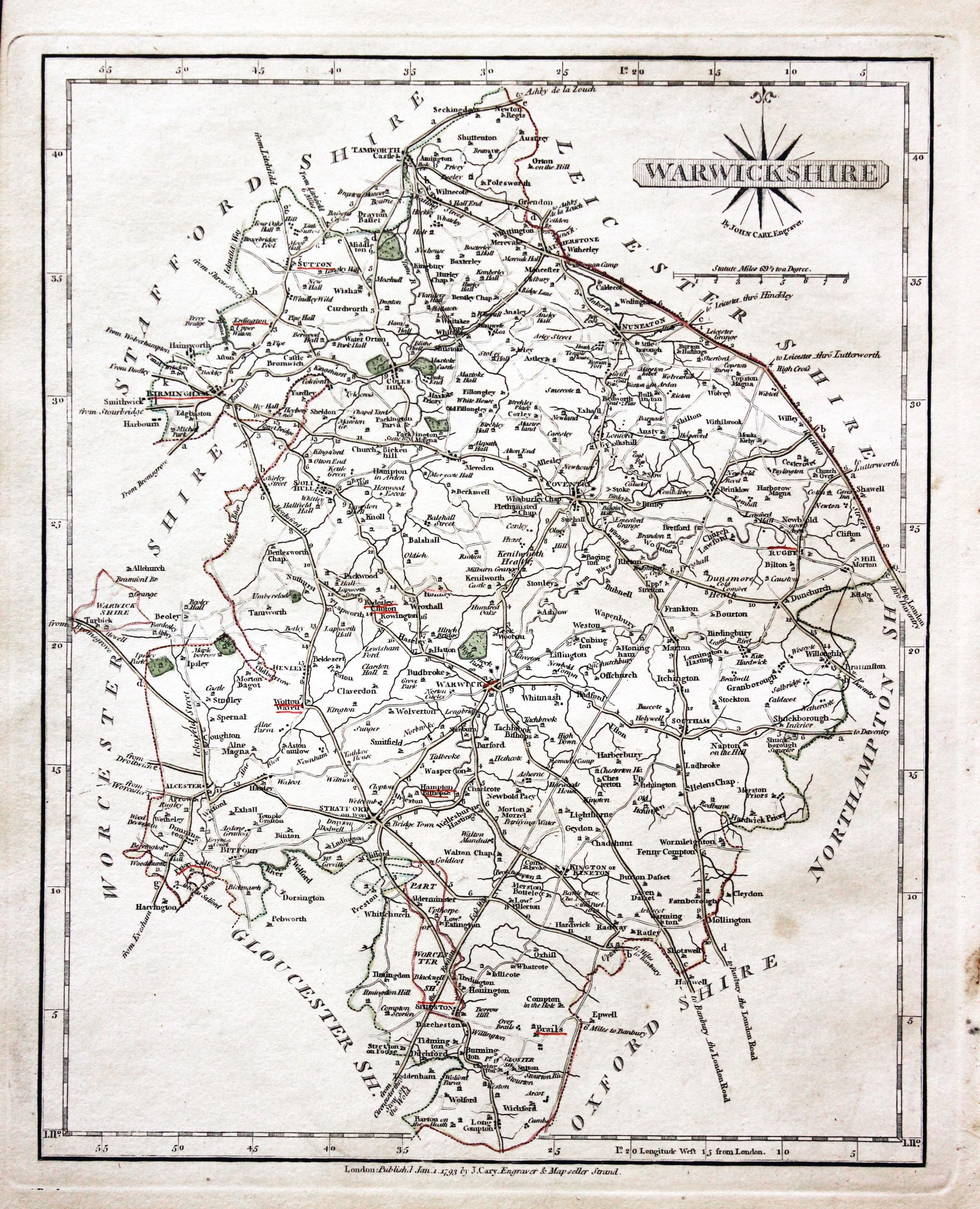 Warwickshire, John Cary 1793  Warwickshire, John Cary 1793