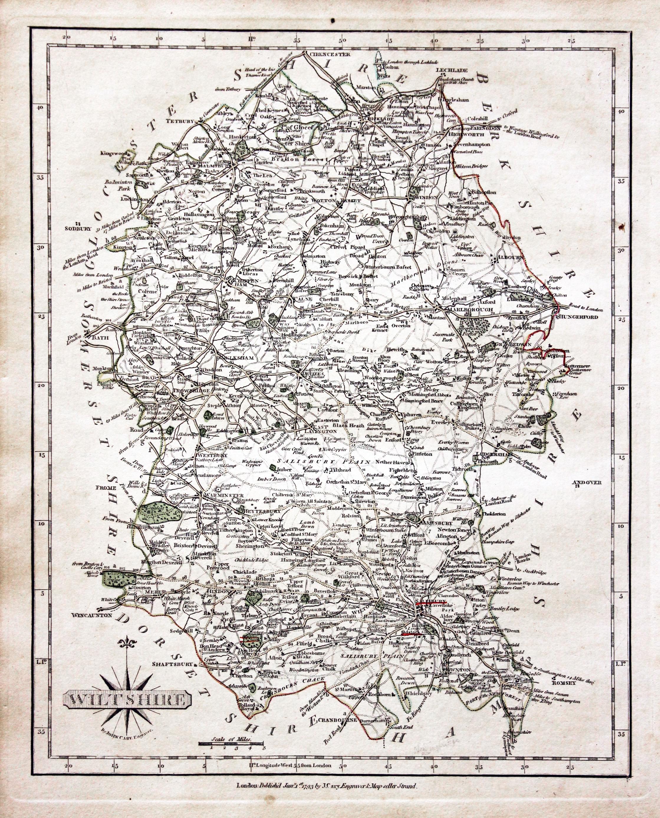 Wiltshire, John Cary 1793  Wiltshire, John Cary 1793