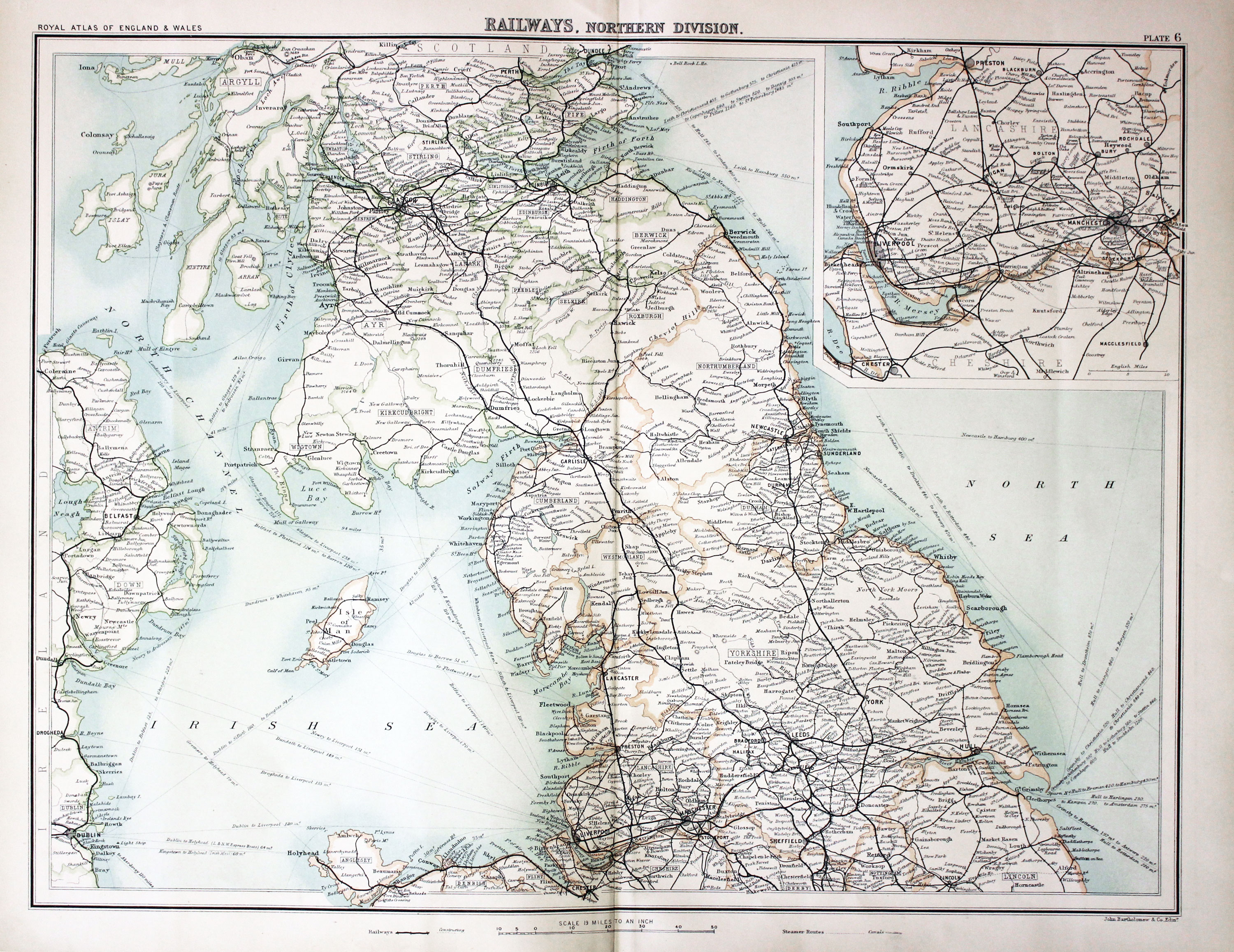 Railways Northern England and Scotland, John Bartholomew, c.1898
