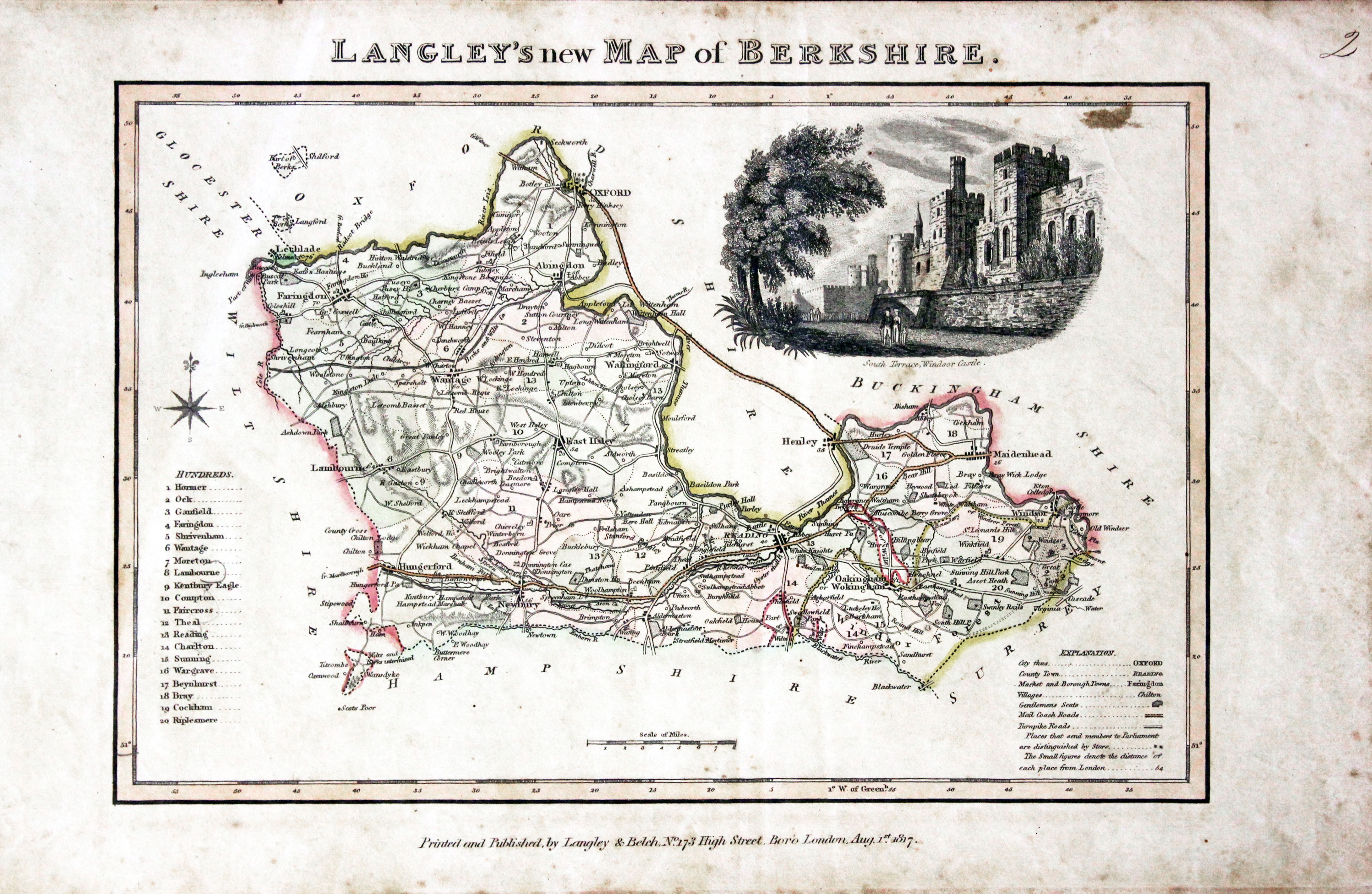 Map of Berkshire by Edward Langey 1818