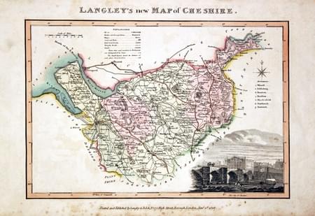  Map of Cheshire by Edward Langey 1818 