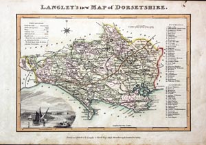  Map of Dorsetshire by Edward Langey 1818 