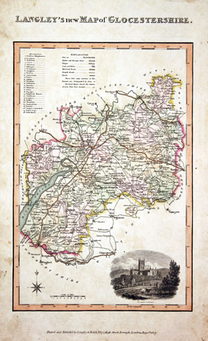  Map of Gloucestershire by Edward Langey 1818 