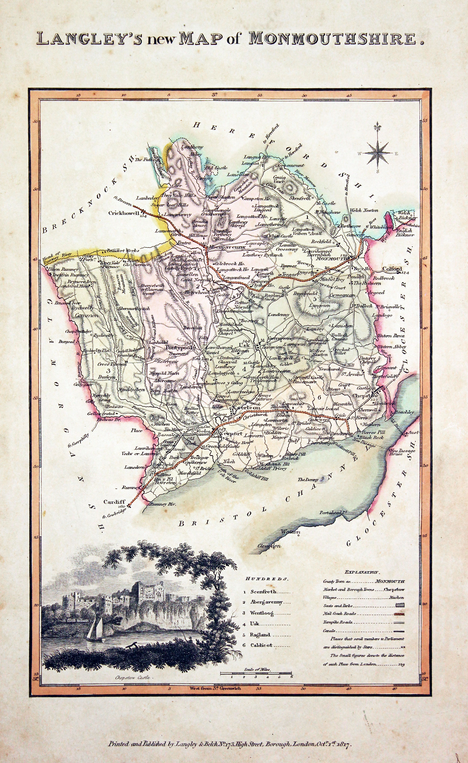Map of Monmouthshire by Edward Langey 1818
