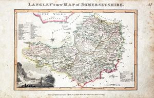 Map of Somersetshire by Edward Langey 1818
