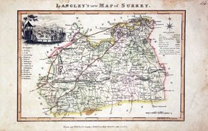  Map of Surrey by Edward Langey 1818 