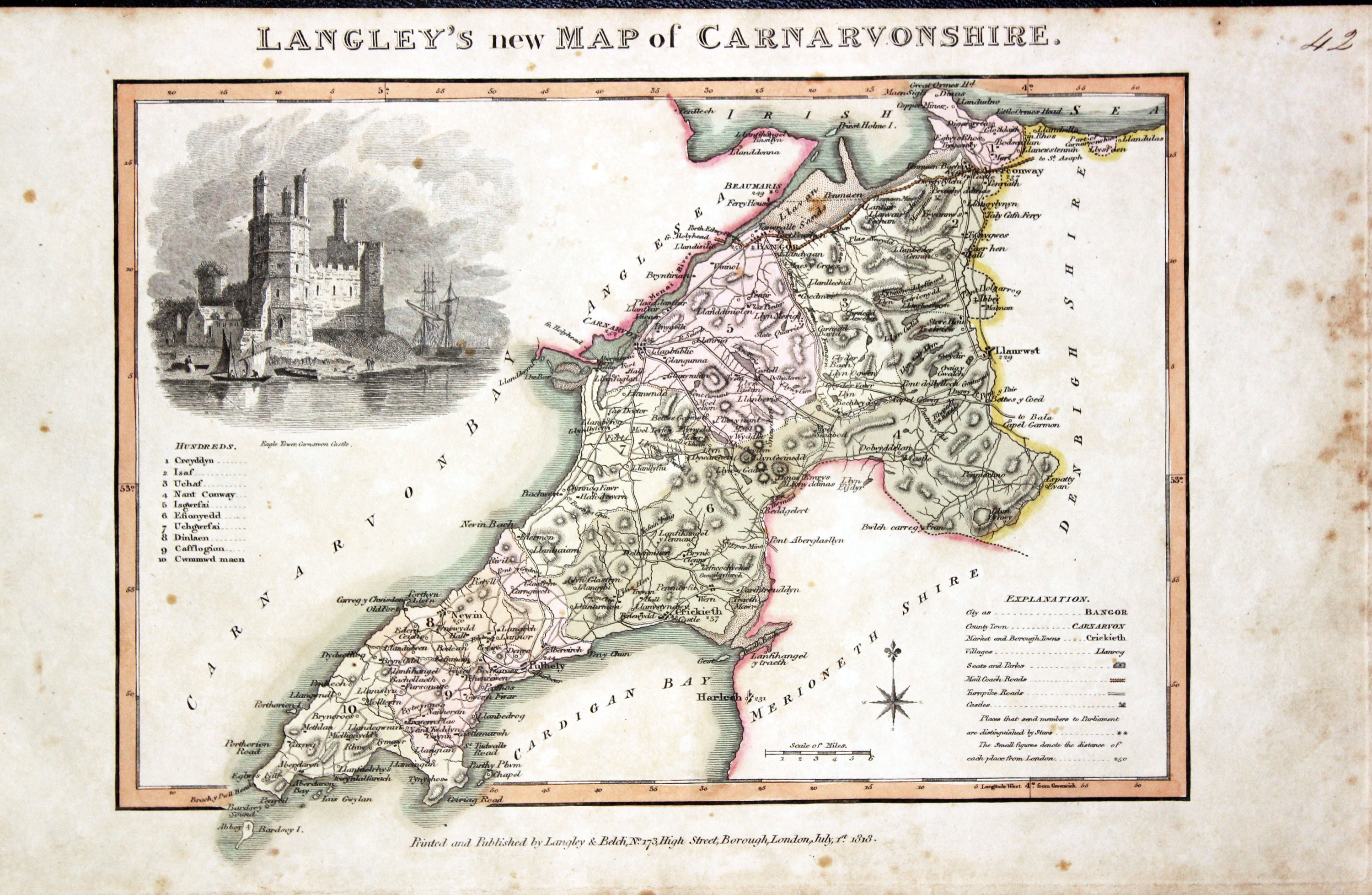 Map of Caernarvonshire by Edward Langey 1818