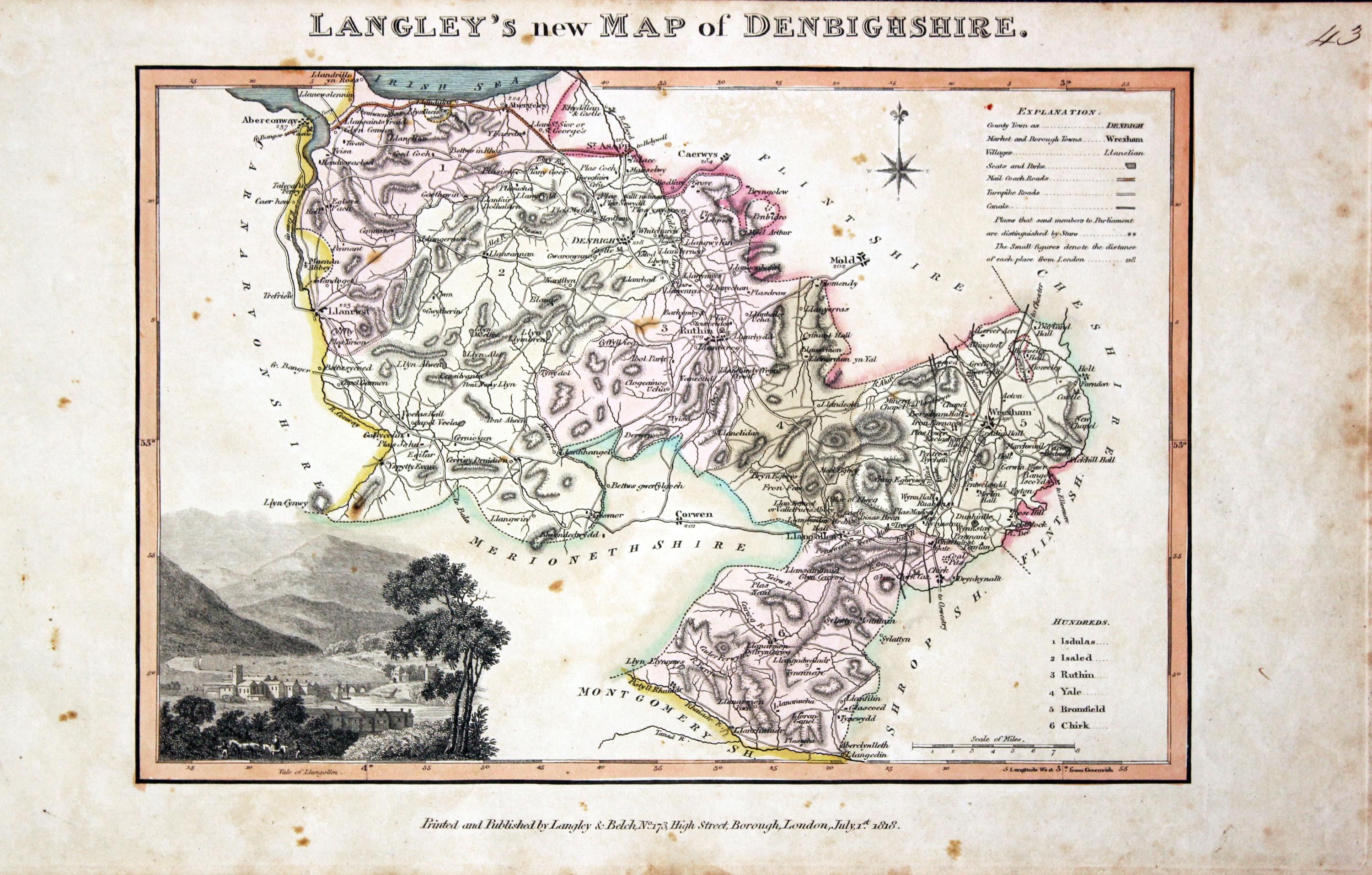 Map of Denbighshire by Edward Langey 1818