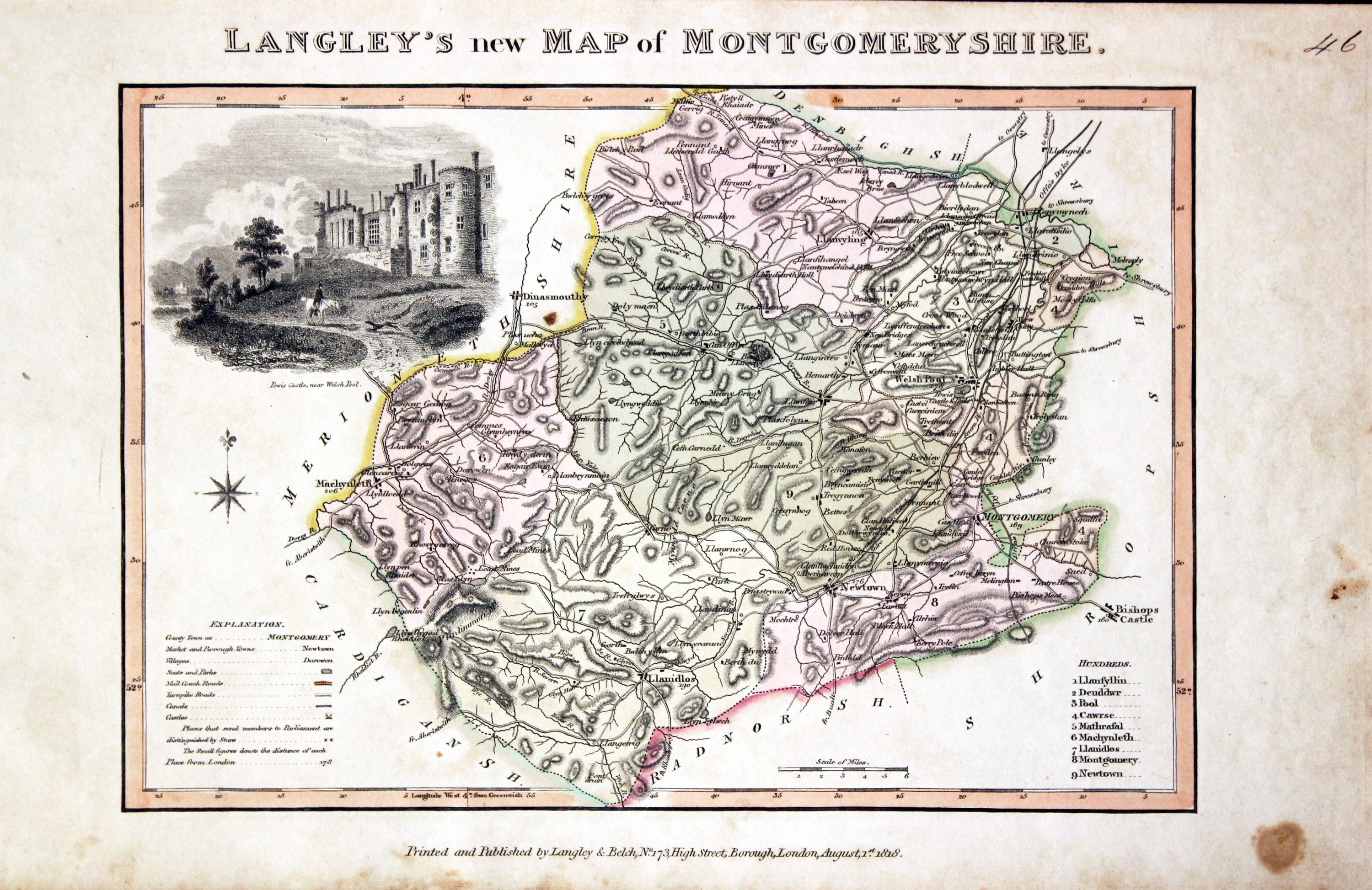 Map of Montgomeryshire by Edward Langey 1818