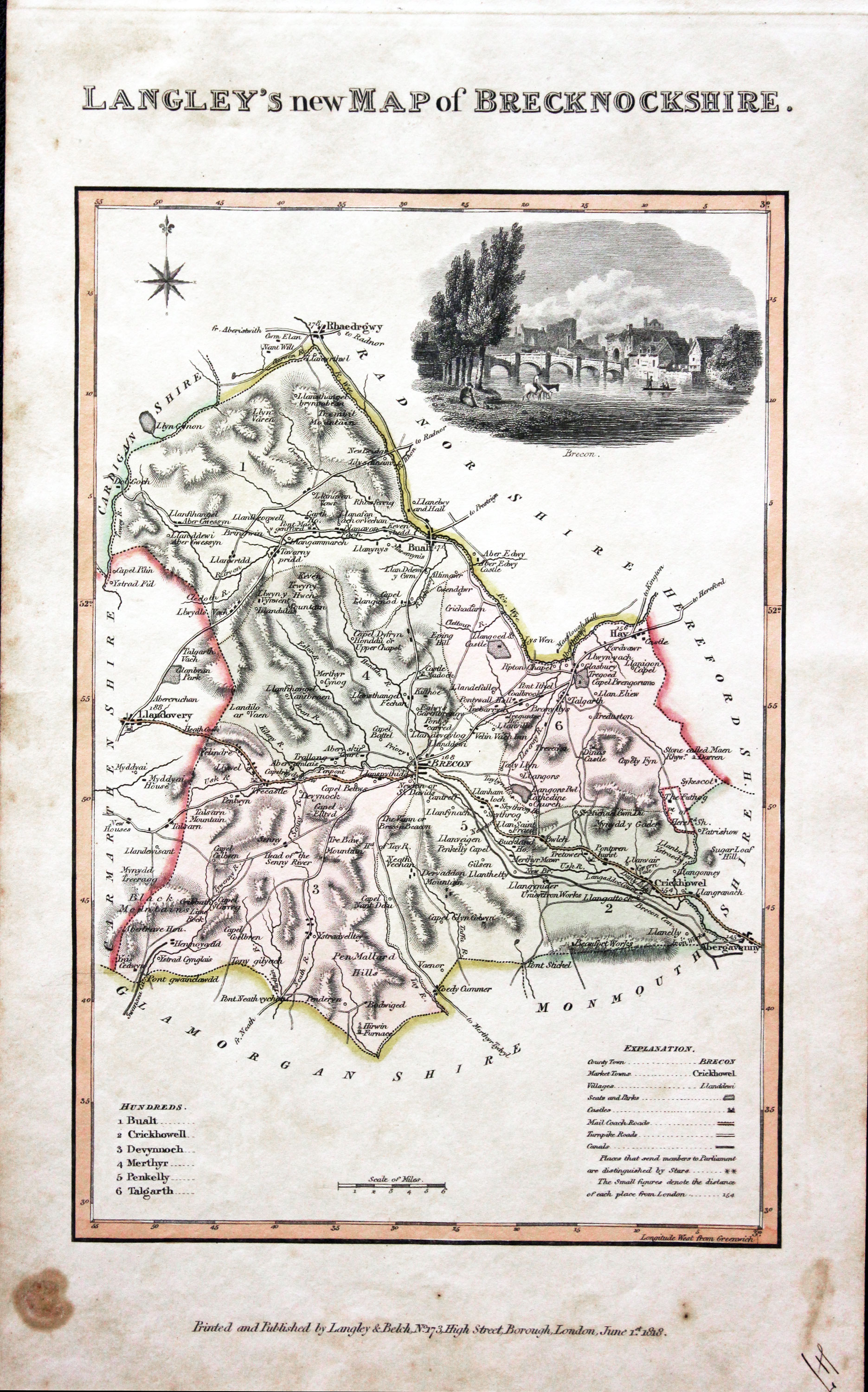 Map of Monmouthshire by Edward Langey 1818
