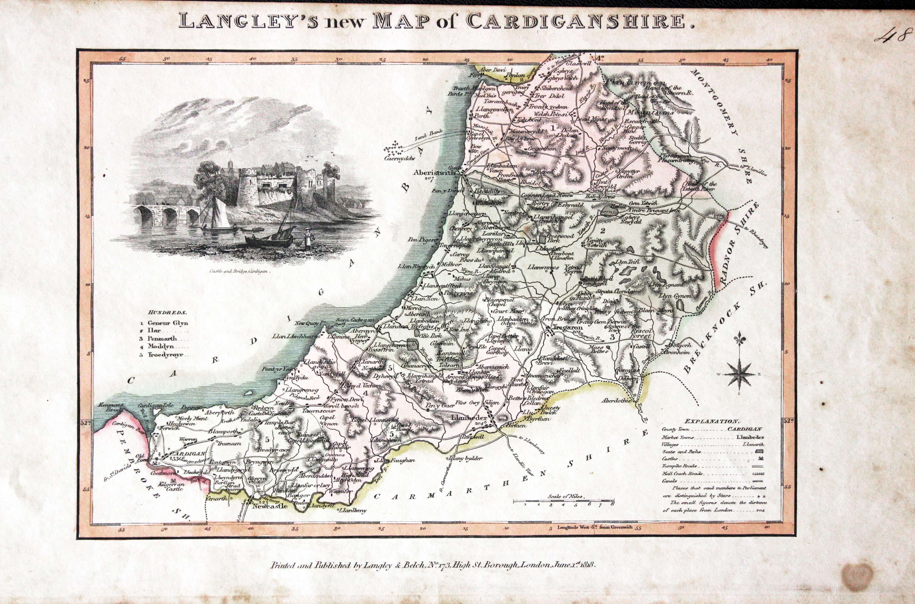 Map of Cardiganshire by Edward Langey 1818