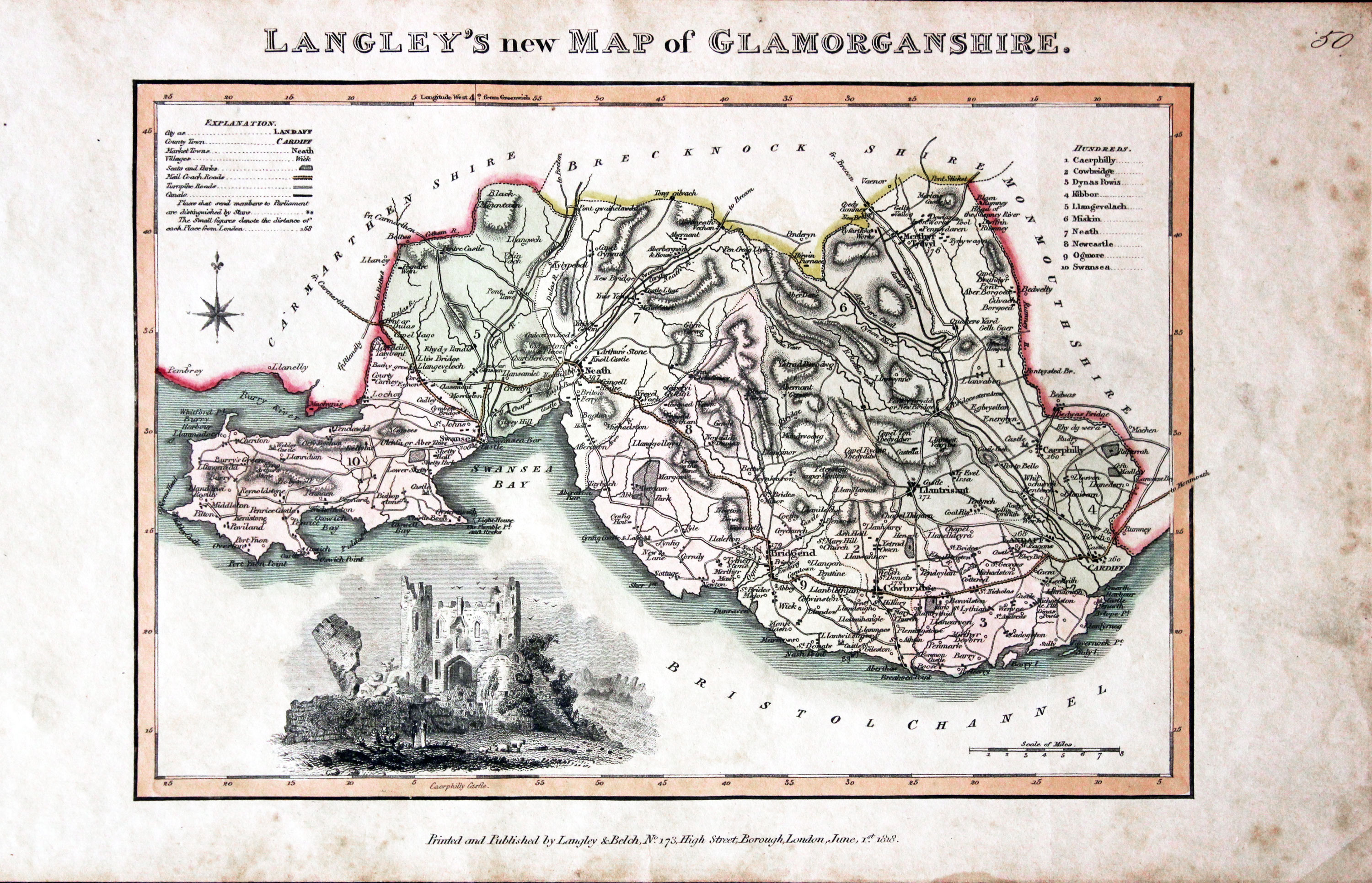 Map of Glamorganshire by Edward Langey 1818