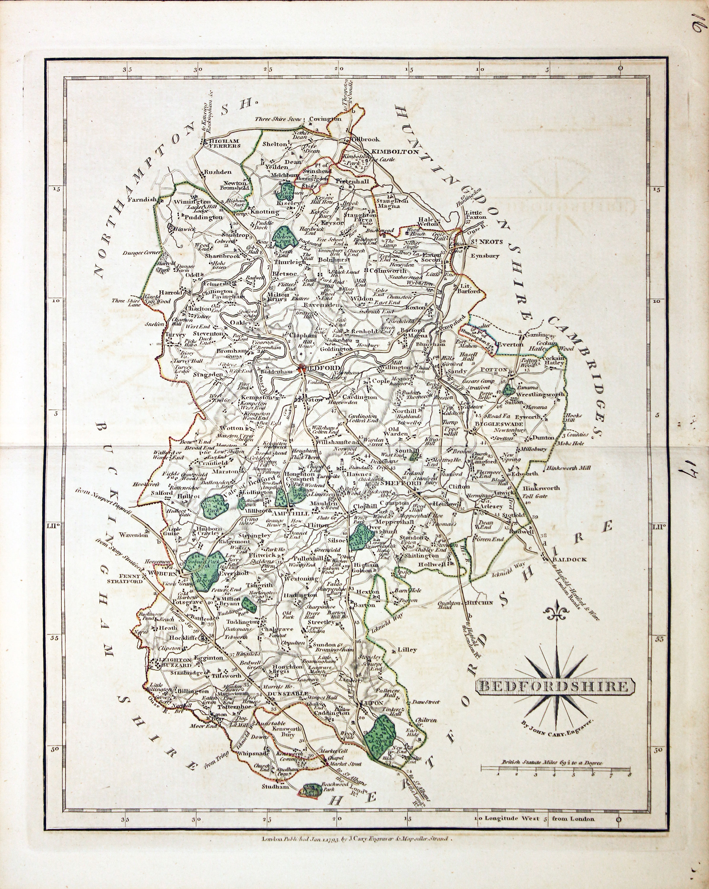 Bedfordshire, John Cary 1793