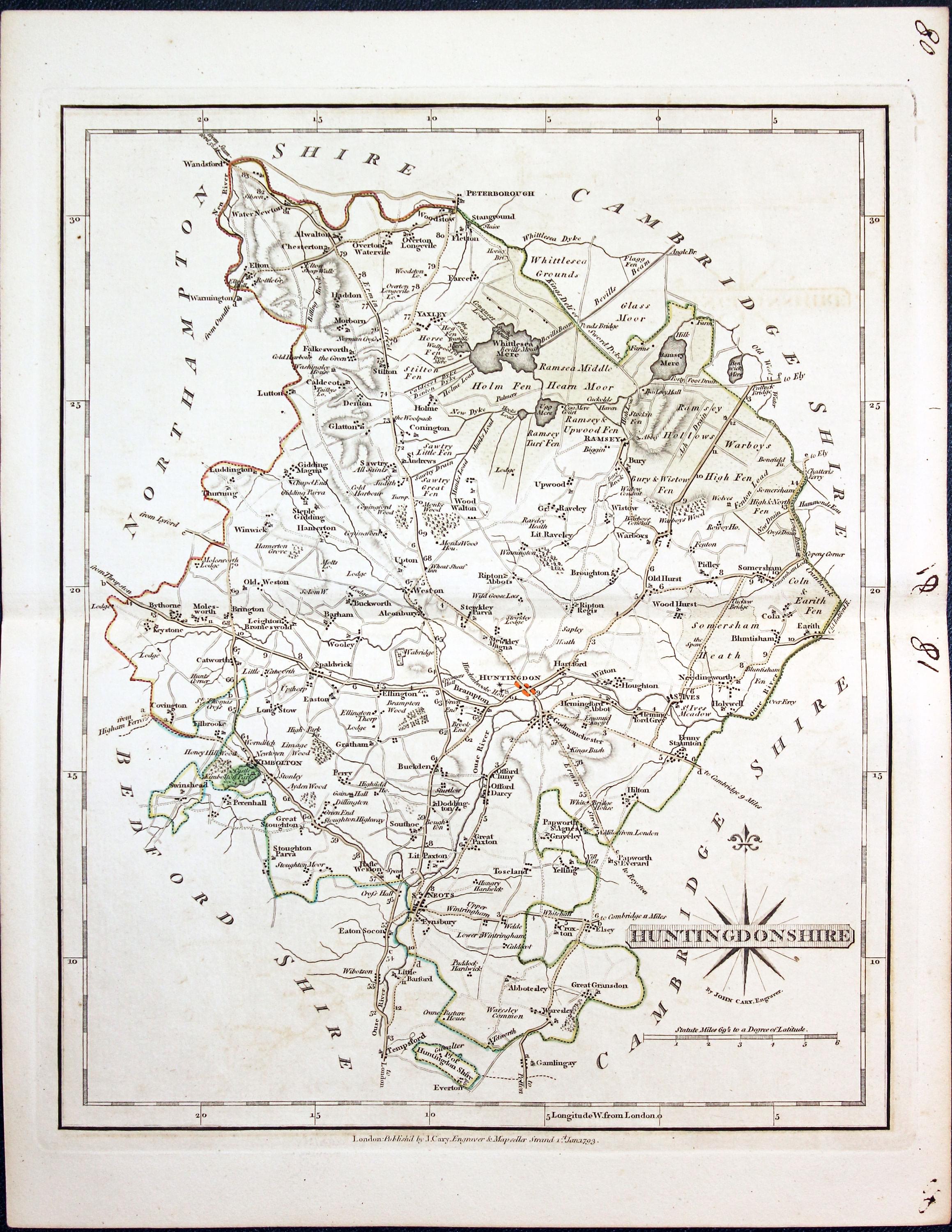 Map of Huntingdonshire by John Cary  Map of Huntingdonshire by John Cary