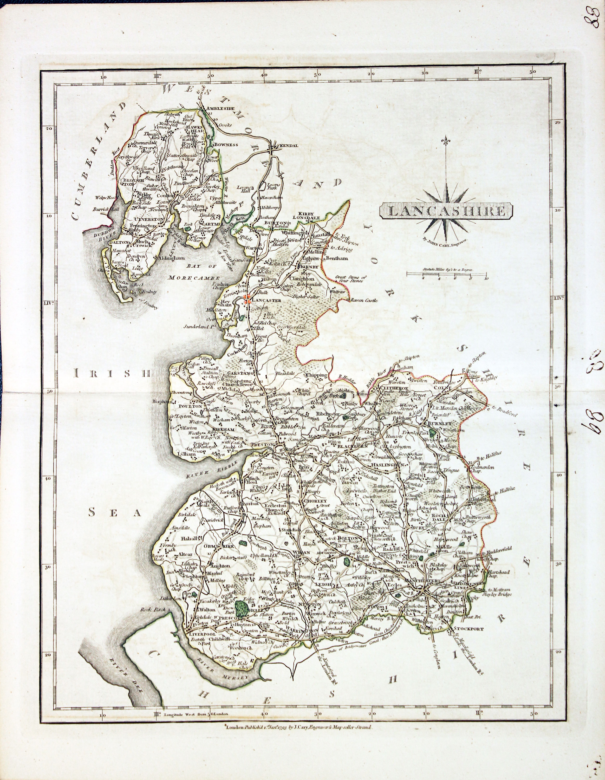 Map of Lancashire by John Cary  Map of Lancashire by John Cary