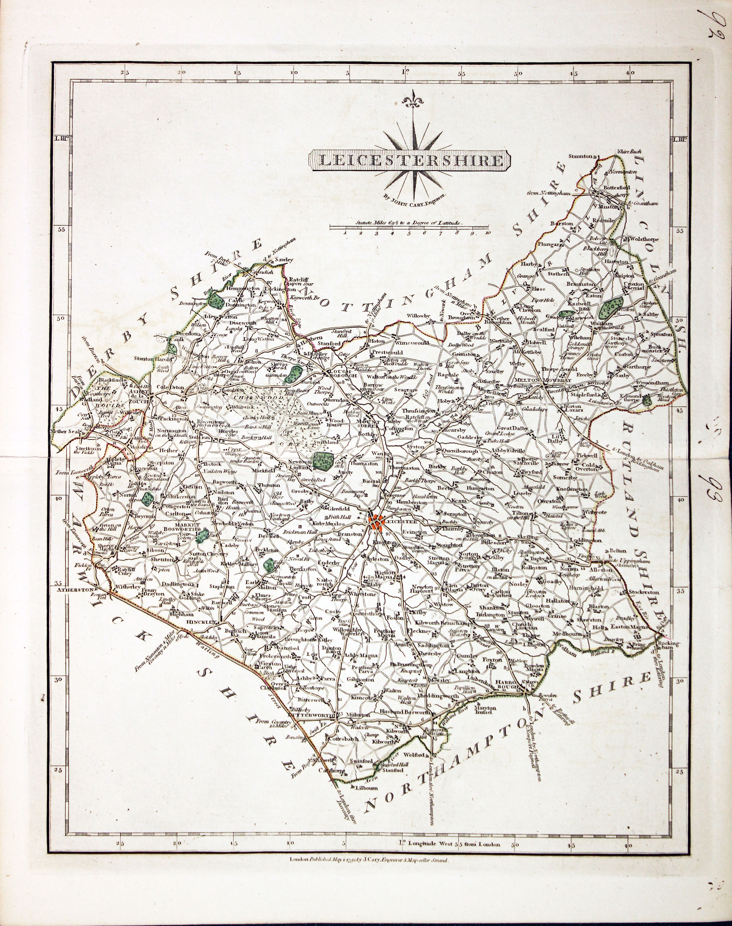 Map of Leicestershire by John Cary  Map of Leicestershire by John Cary
