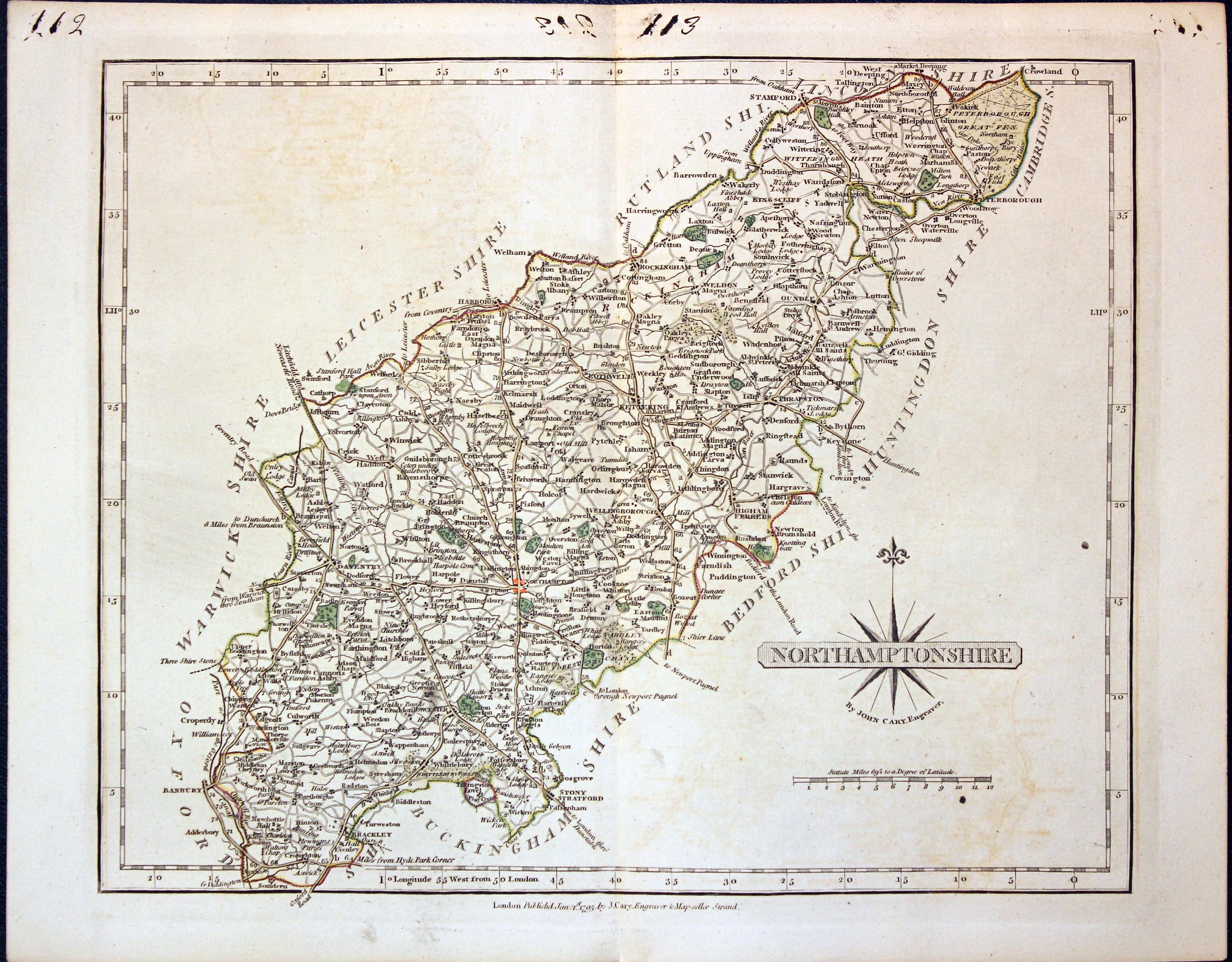Map of Northamptonshire by John Cary  Map of Northamptonshire by John Cary