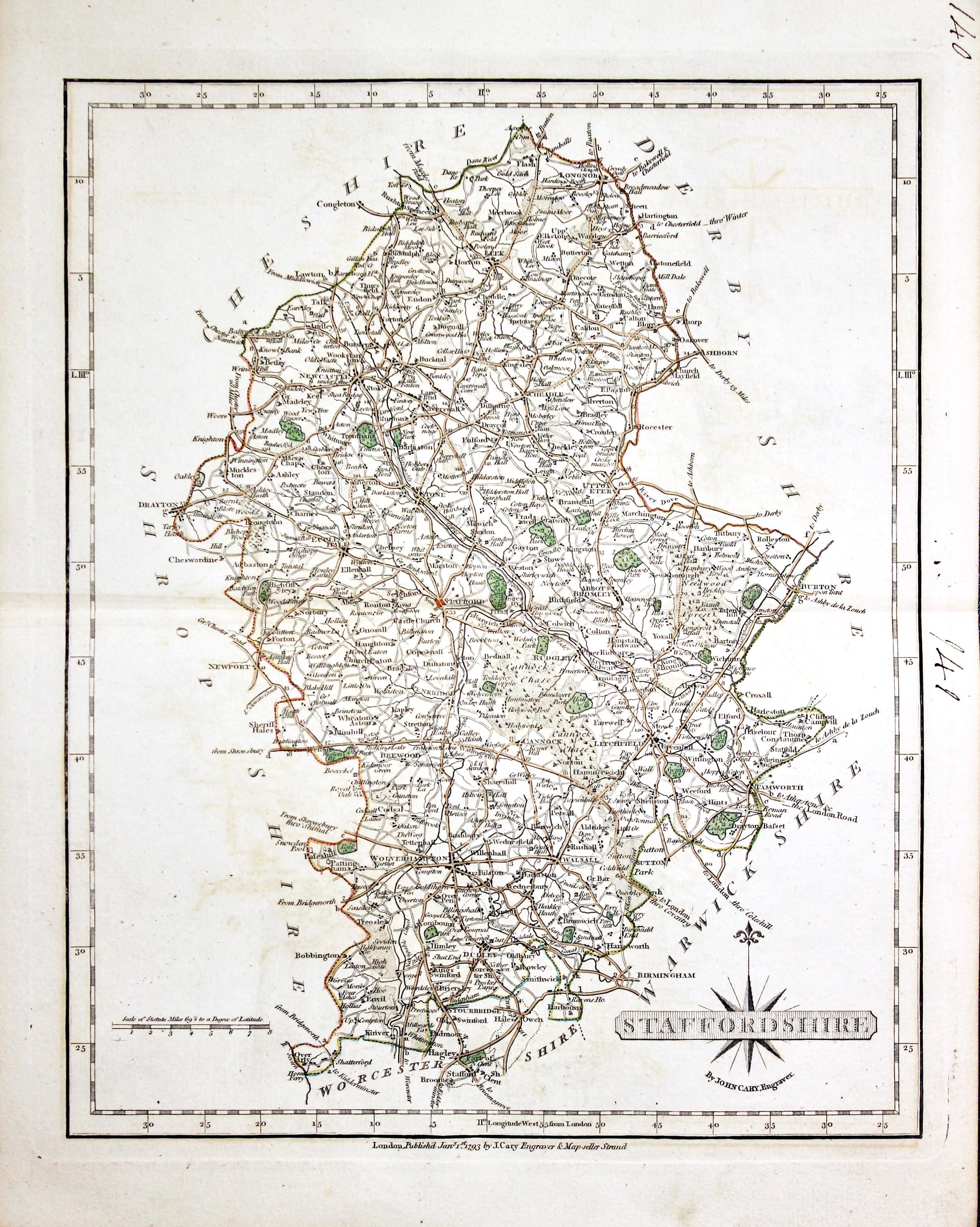 Map of Staffordshire by John Cary  Map of Staffordshire by John Cary