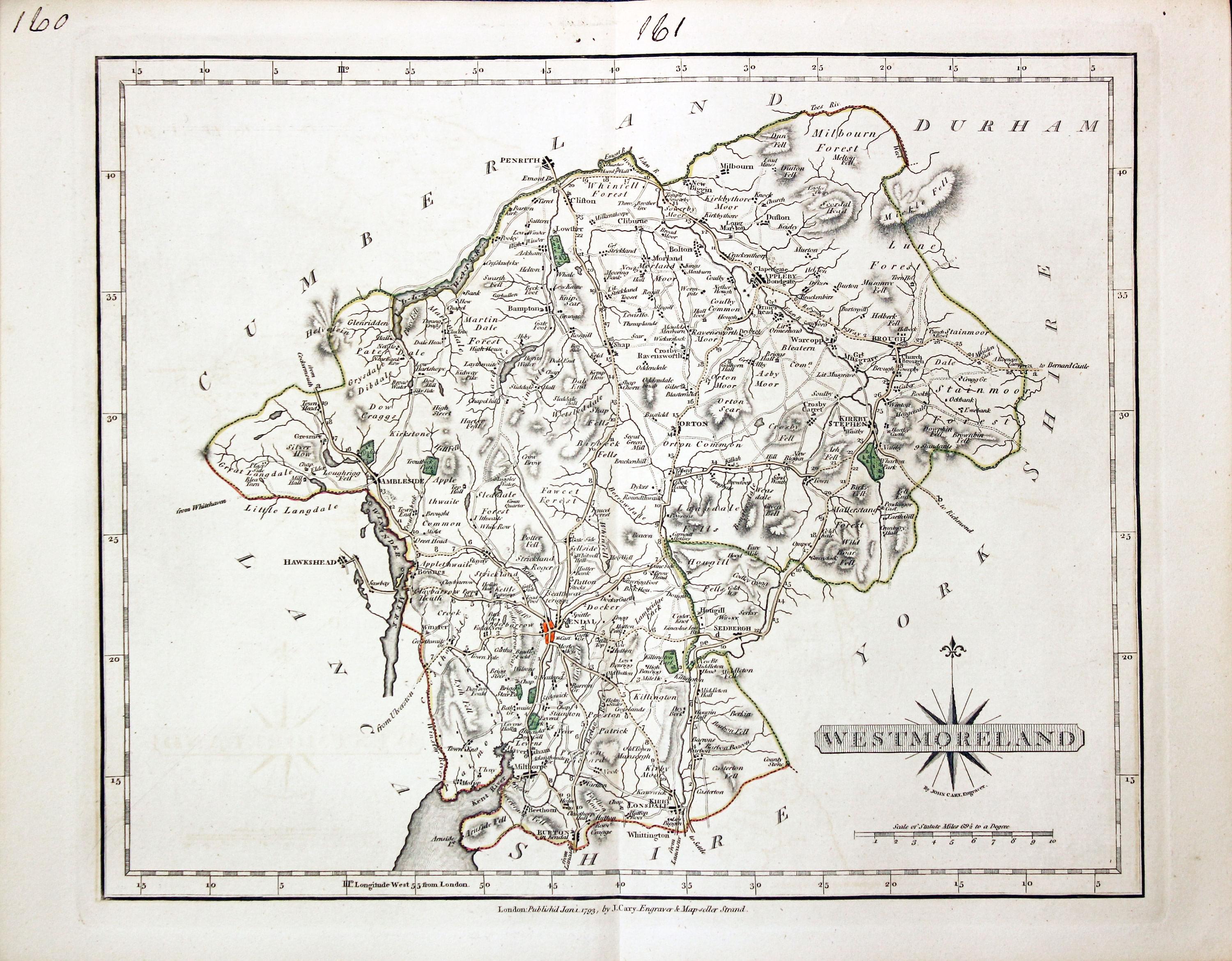 Map of Westmorland by John Cary 1793  Map of Westmorland by John Cary 1793