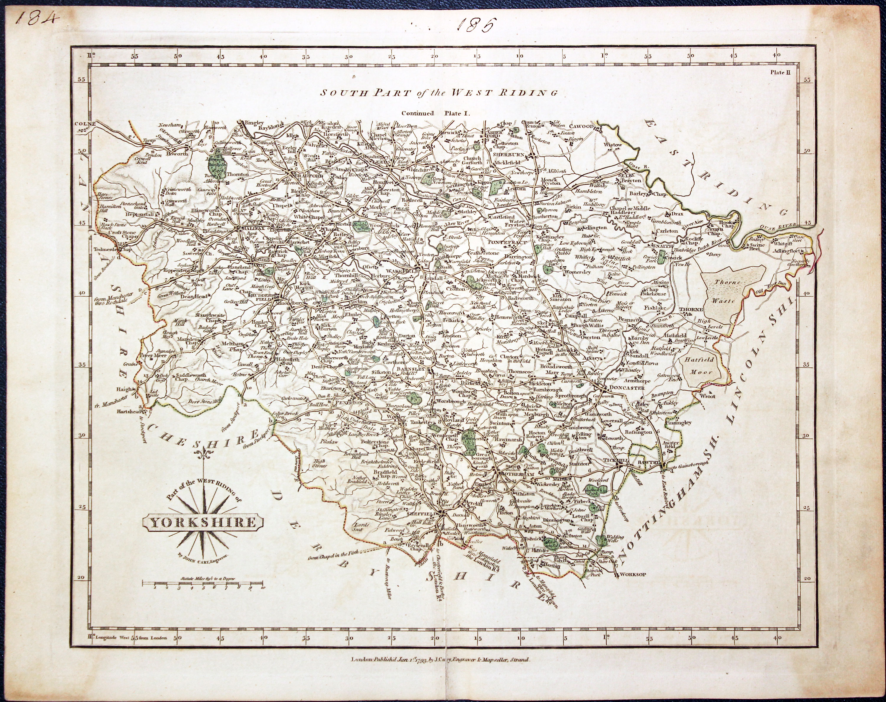 Map of the southern half of the West Riding of Yorkshire  Map of the southern half of the West Riding of Yorkshire