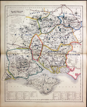  Fox Hunting Map of Hampshire by J. & C. Walker c.1851 