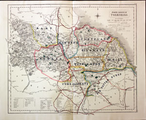  North Riding Yorkshire map by J. & C. Walker 1851 