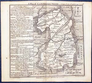 Map of Cambridgeshire by T. Badesladde and W. H. Toms 1742