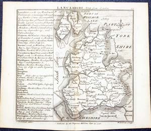 Map of Lancashire by W. H. Toms and T.Badeslade 1742
