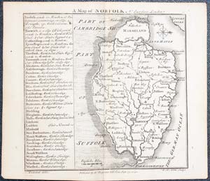 Map of Norfolk by W. H. Toms and T.Badeslade 1742