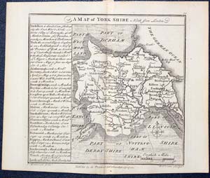 Map of Yorkshire by W. H. Toms and T.Badeslade 1742