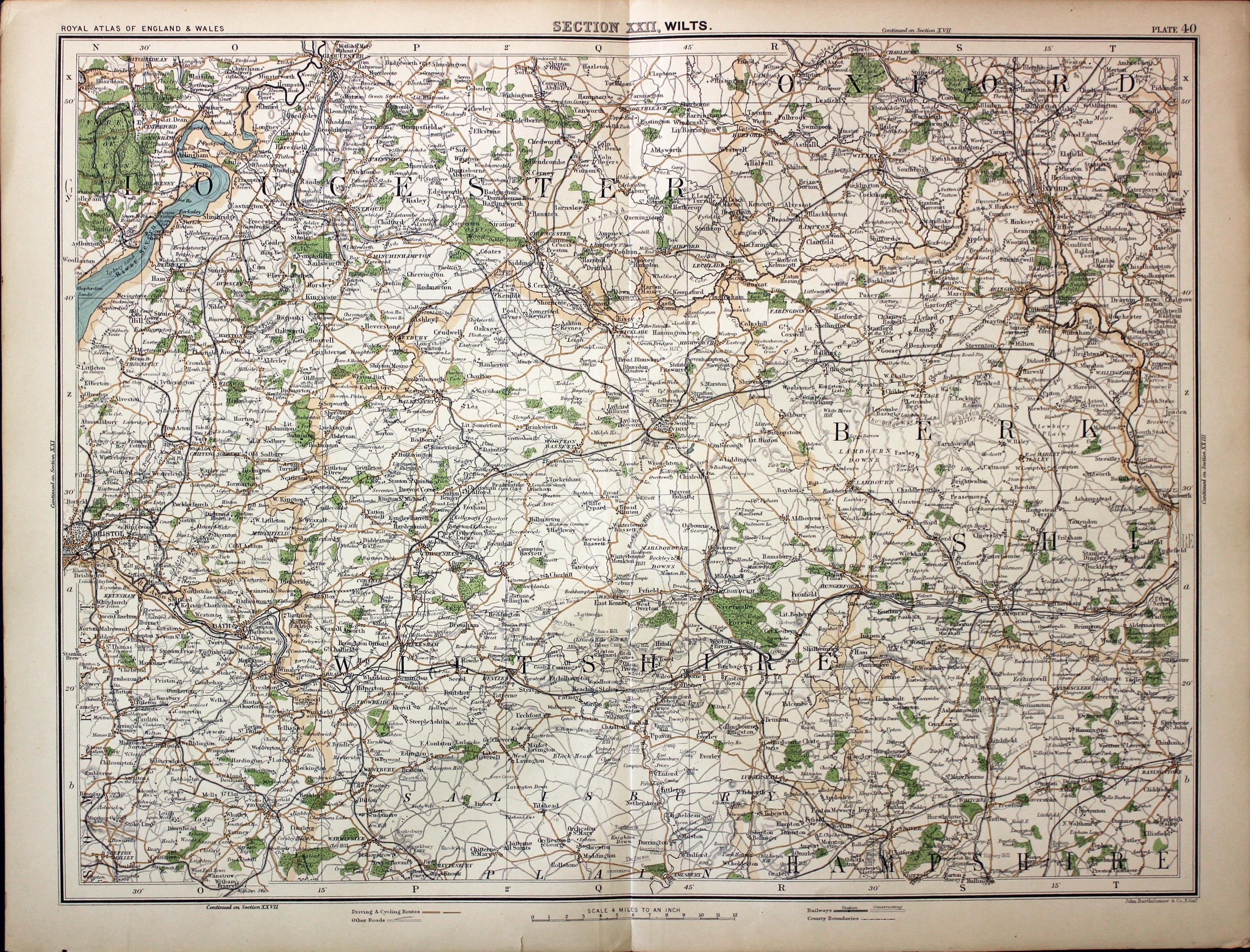 Part of Wiltshire, John Bartholomew c.1898  Part of Wiltshire, John Bartholomew c.1898