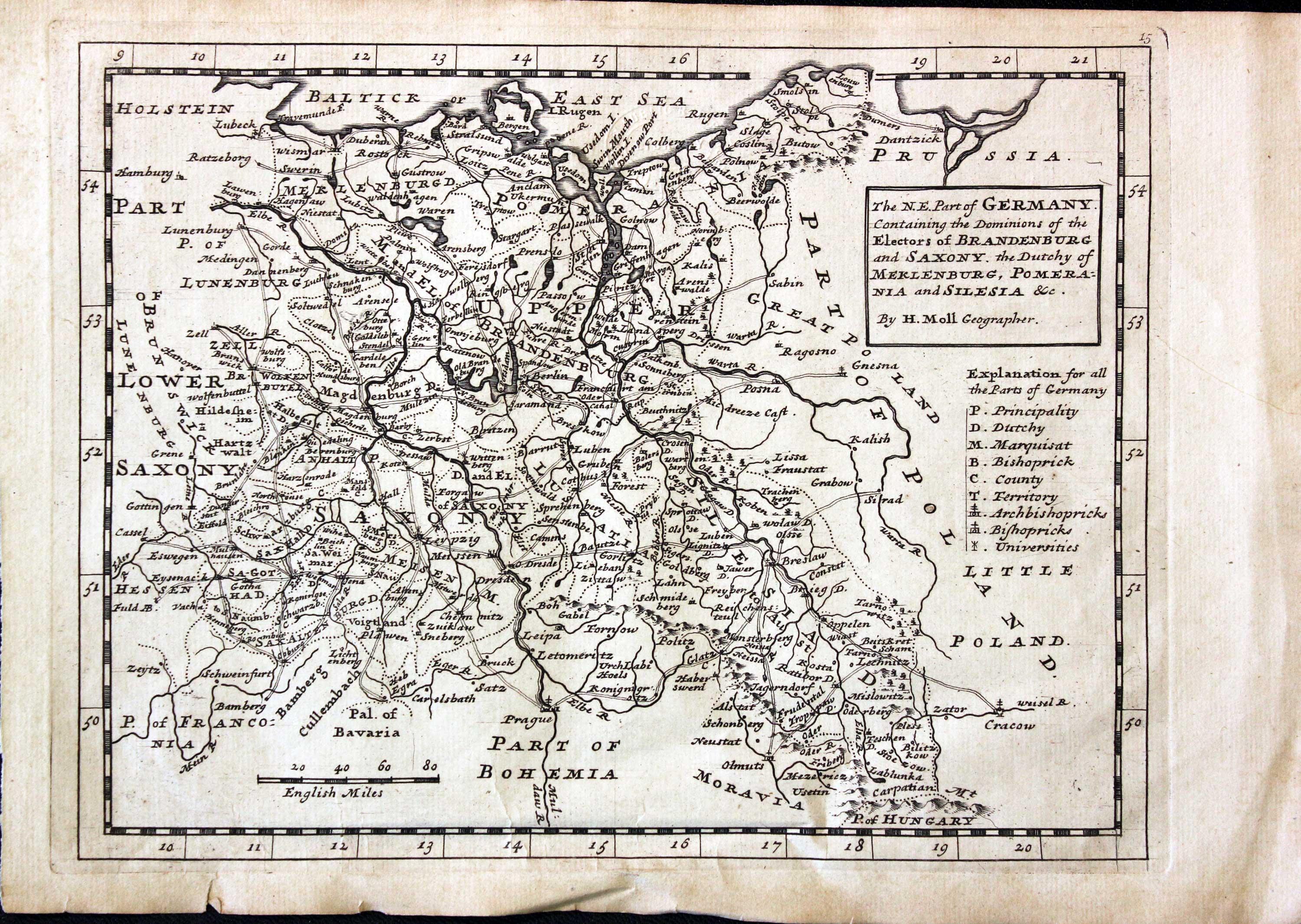 North East Germany, Herman Moll, 1732  North East Germany, Herman Moll, 1732