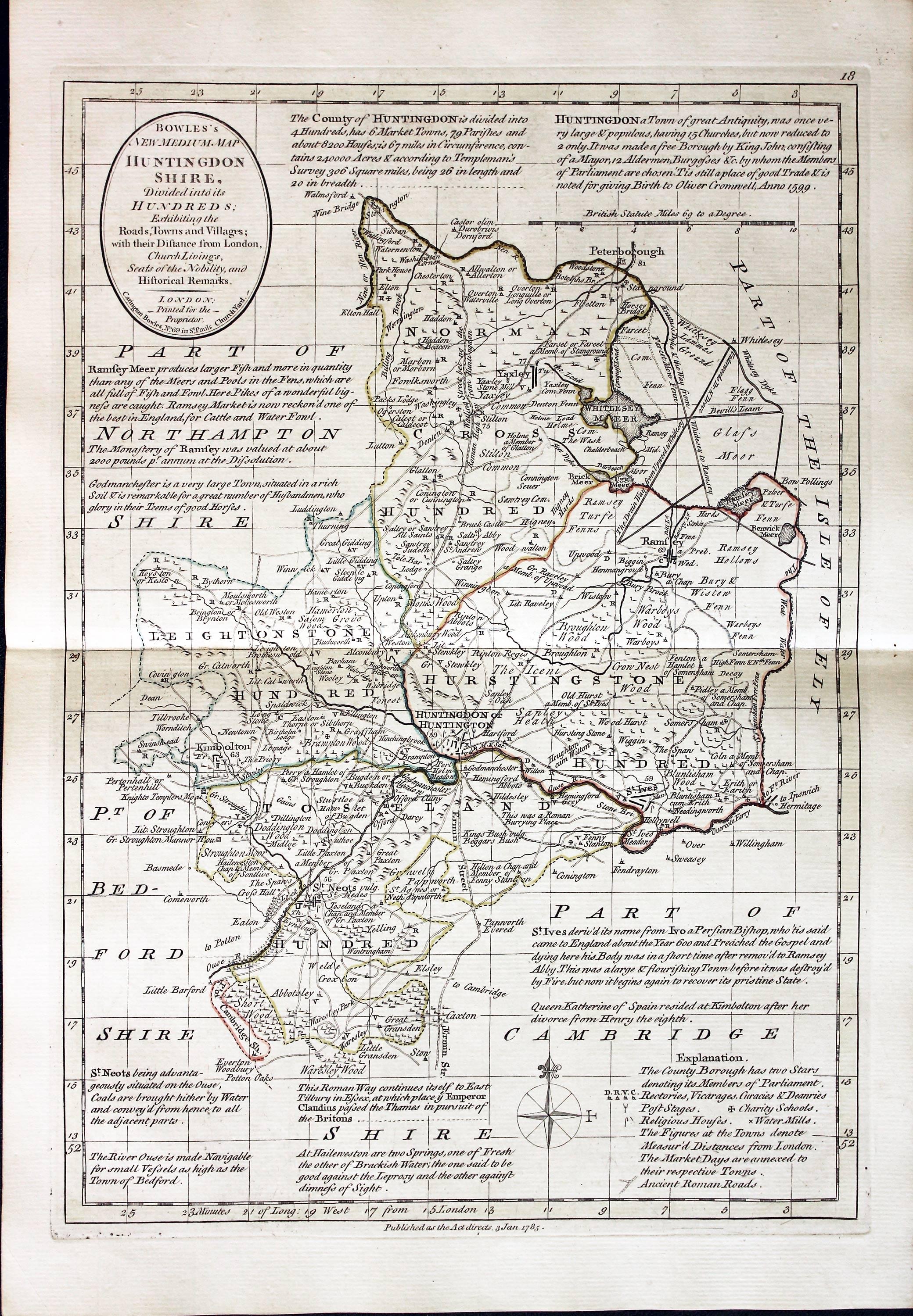 Huntingdonshire, Carington Bowles, 1785  Huntingdonshire, Carington Bowles, 1785