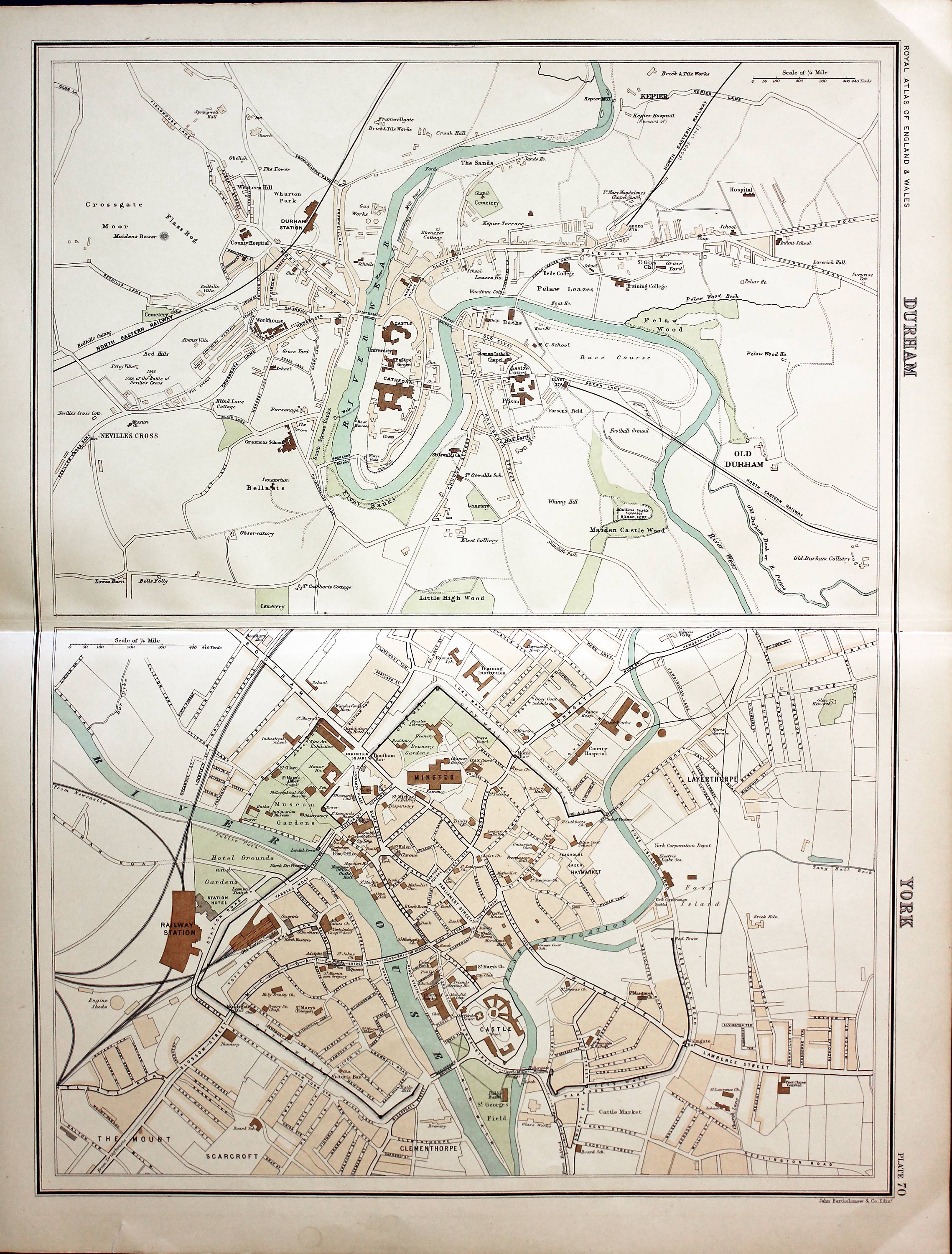 Durham and York, John Bartholomew, c.1895  Durham and York, John Bartholomew, c.1895