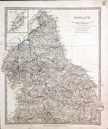  Map of Northern England by S.D.U.K. 1831 