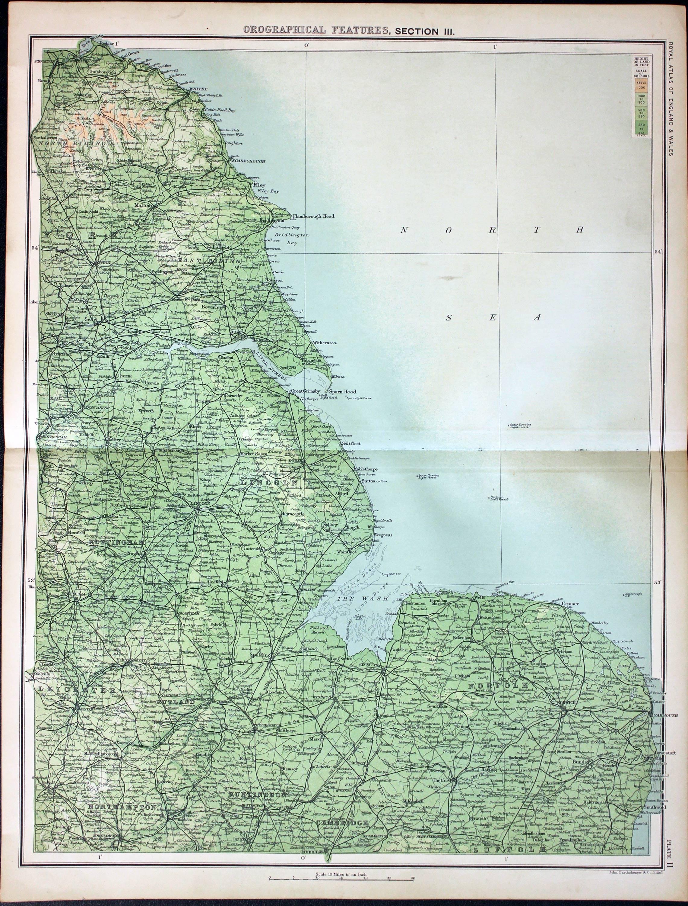 Part of East England, John Bartholomew, c.1898