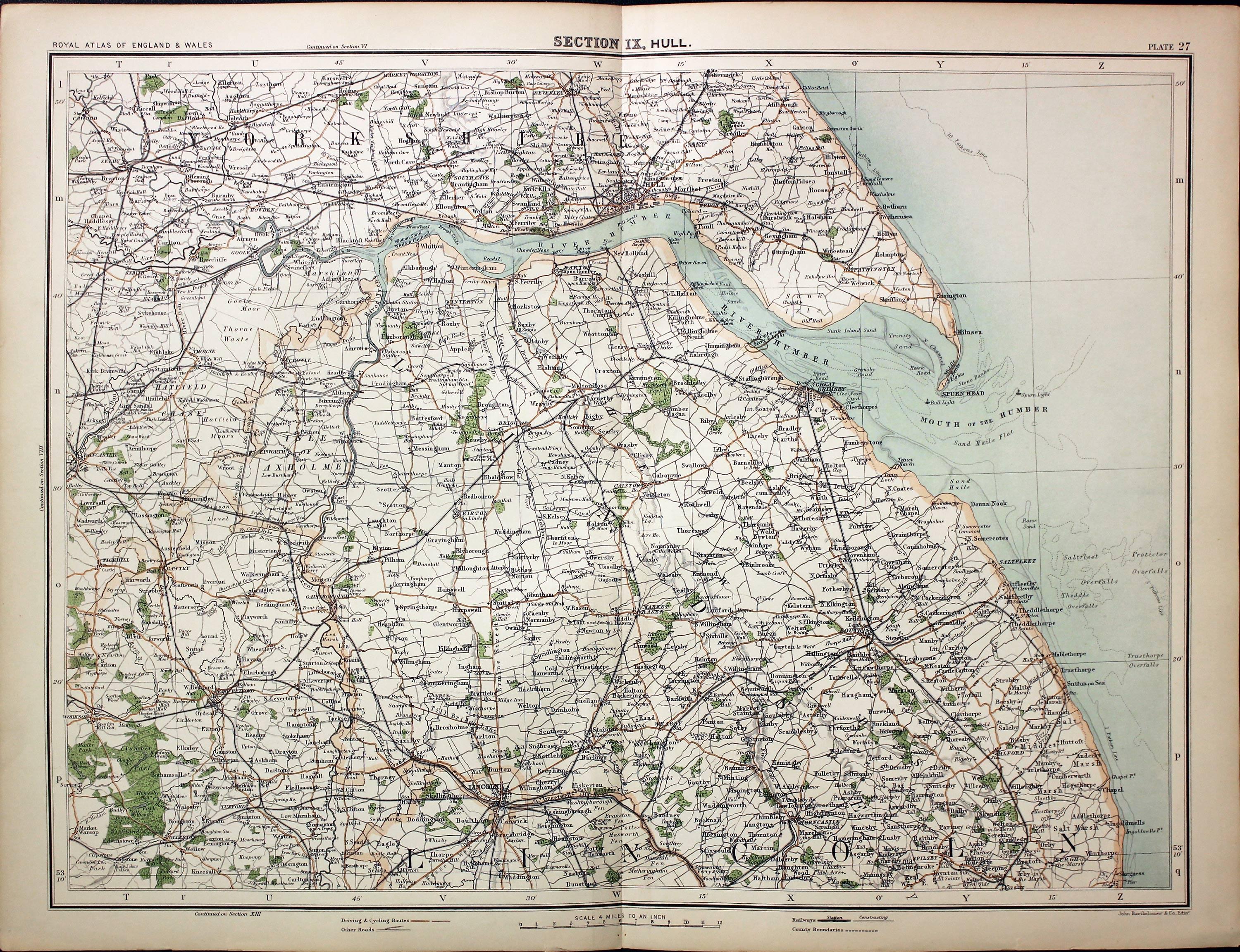 Part of Lincolnshire and Yorkshire, John Bartholomew, c.1898