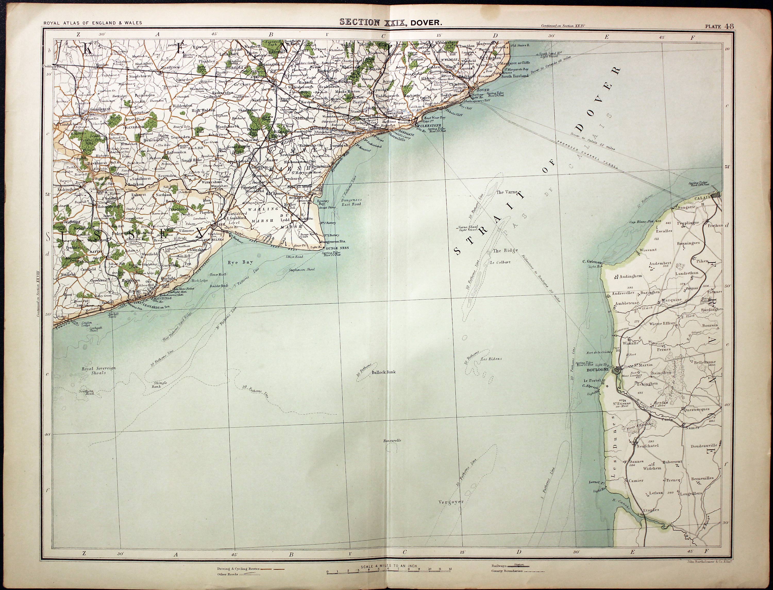 Part of Kent, John Bartholomew, c.1898