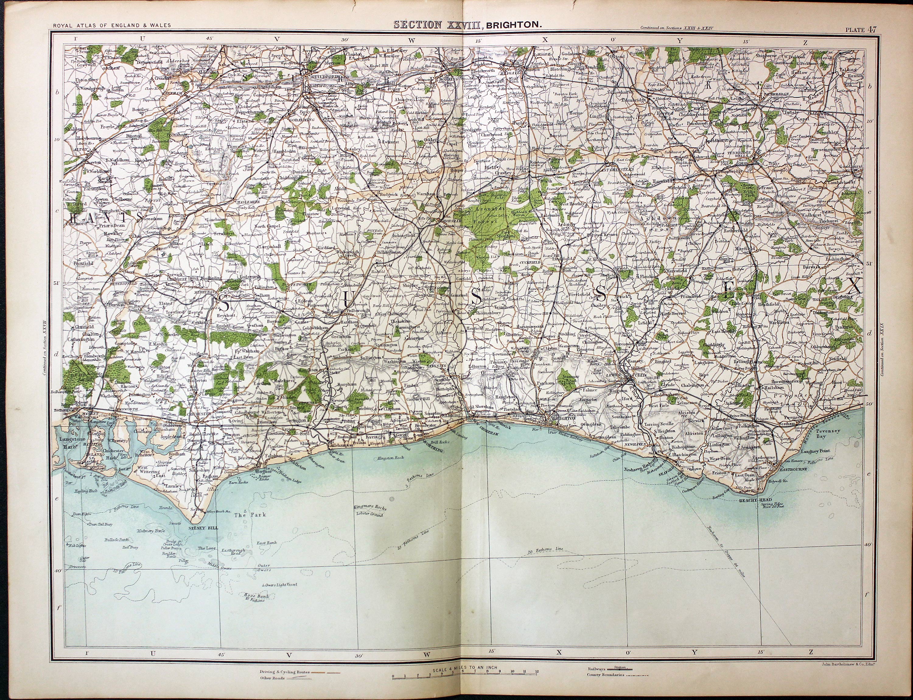 Part of Sussex, John Batholomew c.1898  Part of Sussex, John Batholomew c.1898