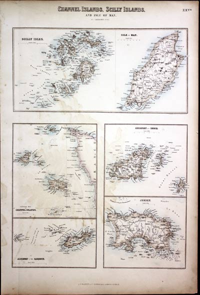 Channel Isles / Scilly Isles / Isle of Man, John Bartholomew 1862