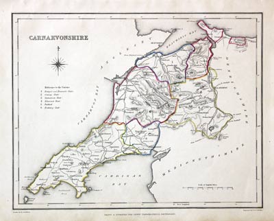  Map of Caernarvonshire published by Samuel Lewis c.1833 