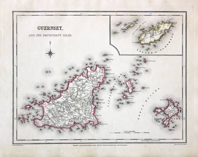  Map of Guernsey, Sark and Alderney published by Samuel Lewis 