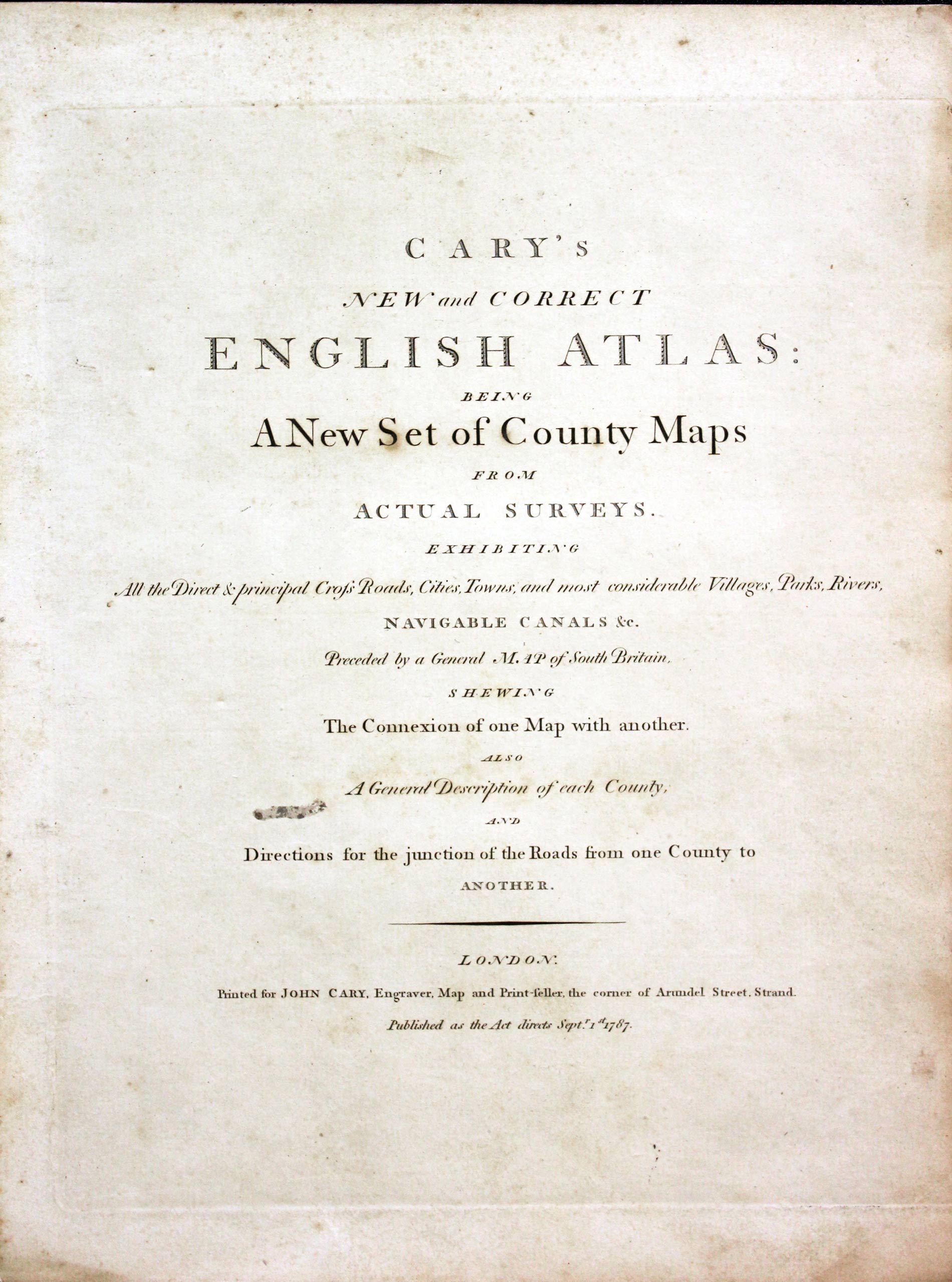 Titlepage New and Correct English Atlas 1787  Titlepage New and Correct English Atlas 1787
